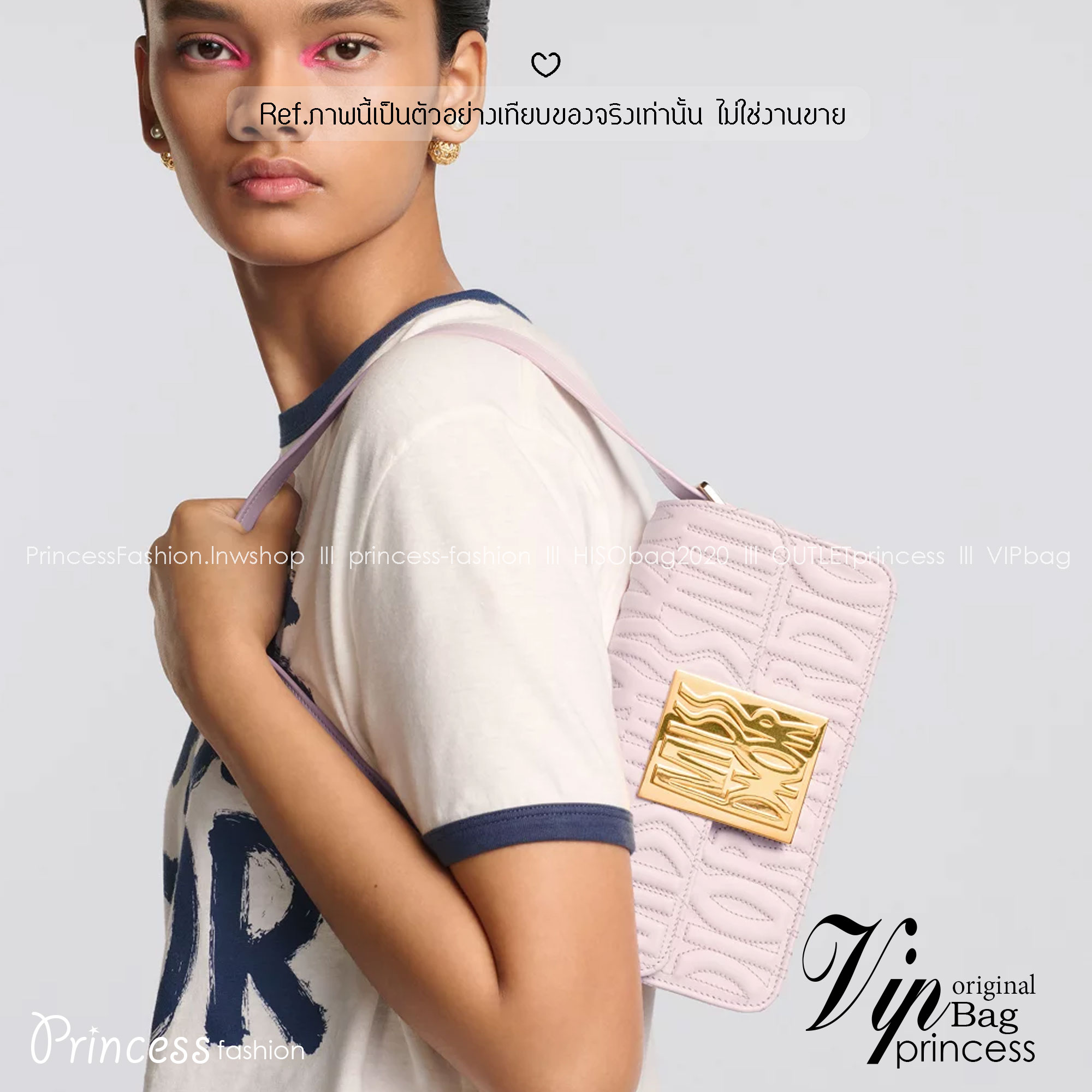 8.5" DIOR Miss Dior Flap Bag / Dior Clutch Bag / Pale Quilted Miss Dior Allover Leather กระเป๋าสะพายไหล่รุ่นใหม่ล่าสุด สง่างามทันสมัย เกรดออริ 1:1