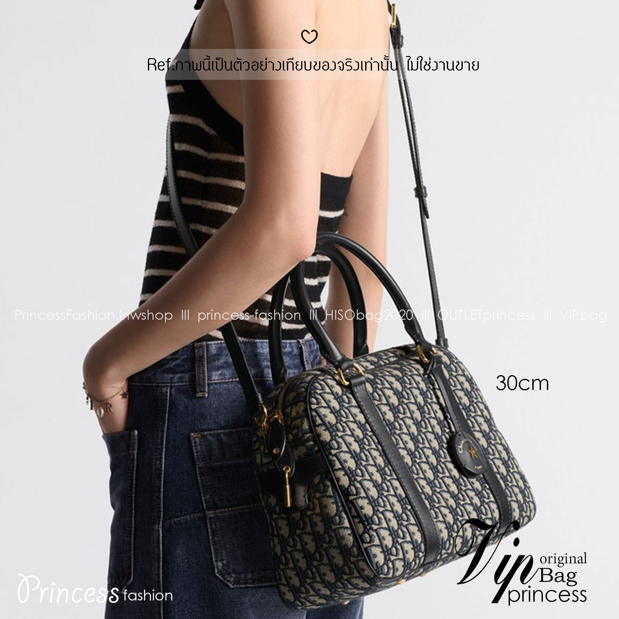 ORI หนังแท้ | DIOR Large D-Vibe Bowling Bag กระเป๋าทรงหมอนดีไซน์โบว์ลิ่งใบใหญ่ ทันสมัยใช้งานง่ายจุของได้เยอะ สวยสง่างามเป็นเอกลักษณ์