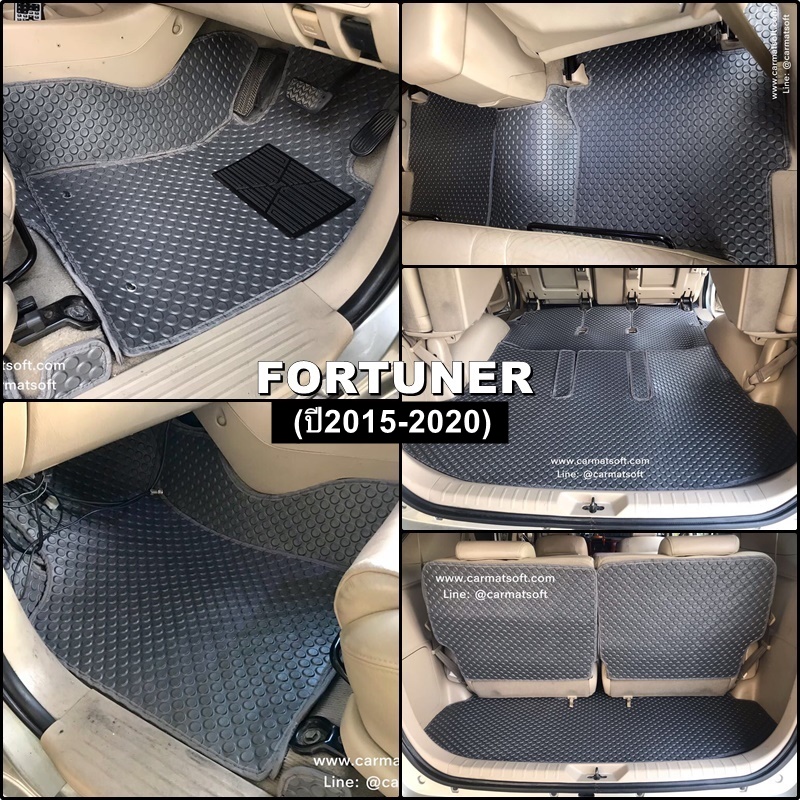 พรมปูพื้นรถยนต์ FORTUNER 2005-2014ลายกระดุมสีเทา เต็มคัน เข้ารูป