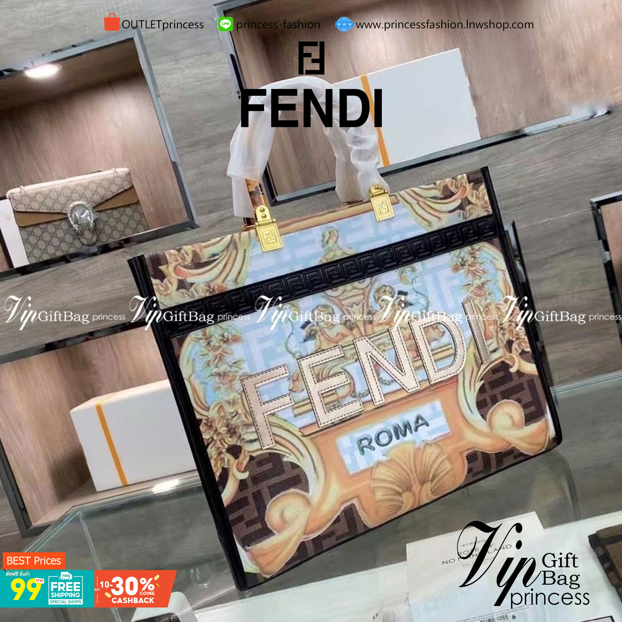VIP 】FENDI Vintage Shopping bag กระเป๋าสะพายทรง shopping ลายกราฟฟิกวินเทจมาใหม่ ทรงนี้คือทรงสุดฮิตใช้งานง่ายใส่ของได้เยอะช่องใหญ่ งานจริงสวยมาก สวยหรูดูแพง พร้อมส่งที่นี่ ที่เดียวเลยค่า