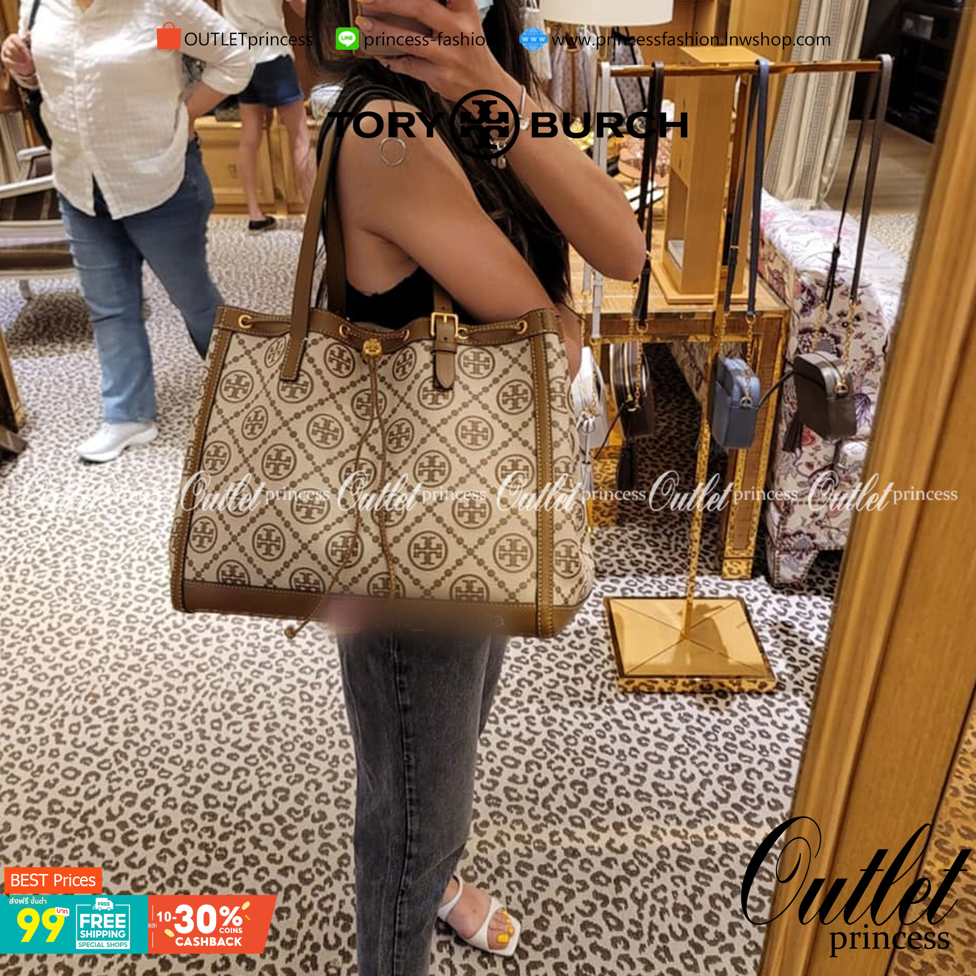 OUTLET 】Tory Burch T Monogram Jacquard Tote Bag ใบใหญ่ใส่จุมากค่ะสาวๆ! พร้อมส่ง! กระเป๋าที่สามารถใช้ได้กับทุกๆวัน วัสดุJacquard+หนัง ได้ลงตัว สวยงามค่ะ ปากกระเป๋าแบบหูรูด ที่จับอะไหล่แบรนด์สวย ภายในกระเป๋ากว้างมากๆ สาวๆที่สัมภาระเยอะนี่หายห่วงไปเลยค่ะ มีช