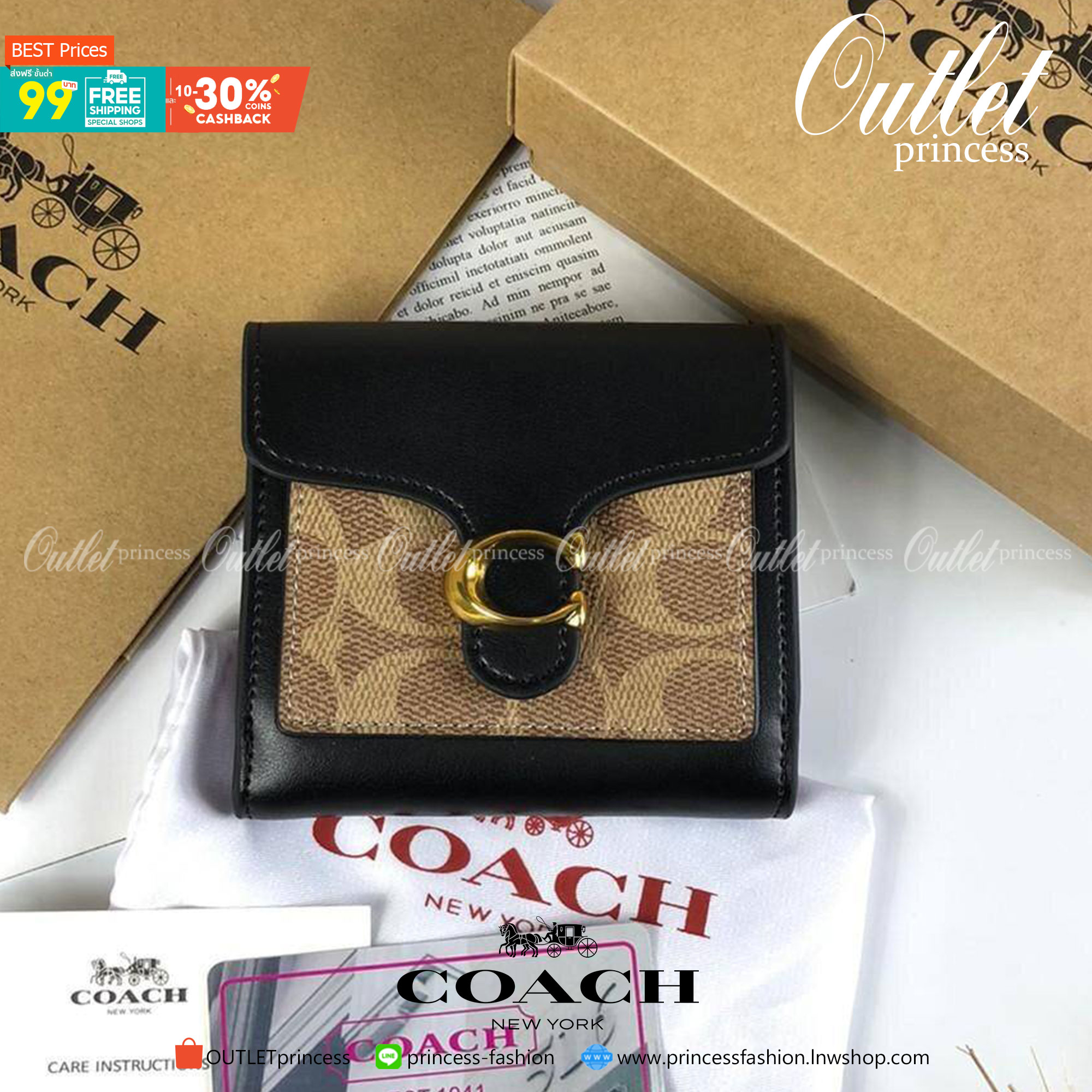 กระเป๋าสตางค์ใบสั้น COACH สามารถใช้งานได้ทั้งด้านหน้าและด้านหลัง