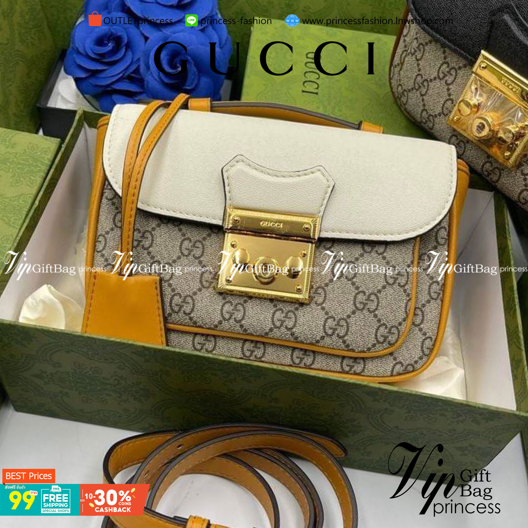 VIP GIFT 】หนังแท้ GUCCI mini Padlock bag GG Supreme canvas หนึ่งในแบรนด์เนมยอดฮิตระดับโลกที่สายแฟชั่นตัวจริงต้องมีสักใบในตู้ เพราะเป็นแบรนด์ที่เหล่าบรรดาเซเลปและดาราใช้กันเยอะมาก รุ่นก็เป็นอีกหนึ่งใบที่คุ้มค่าคุ้มราคามากค่ะ ด้วยดีไซน์ที่ใช้งานได้หลายโอกาส