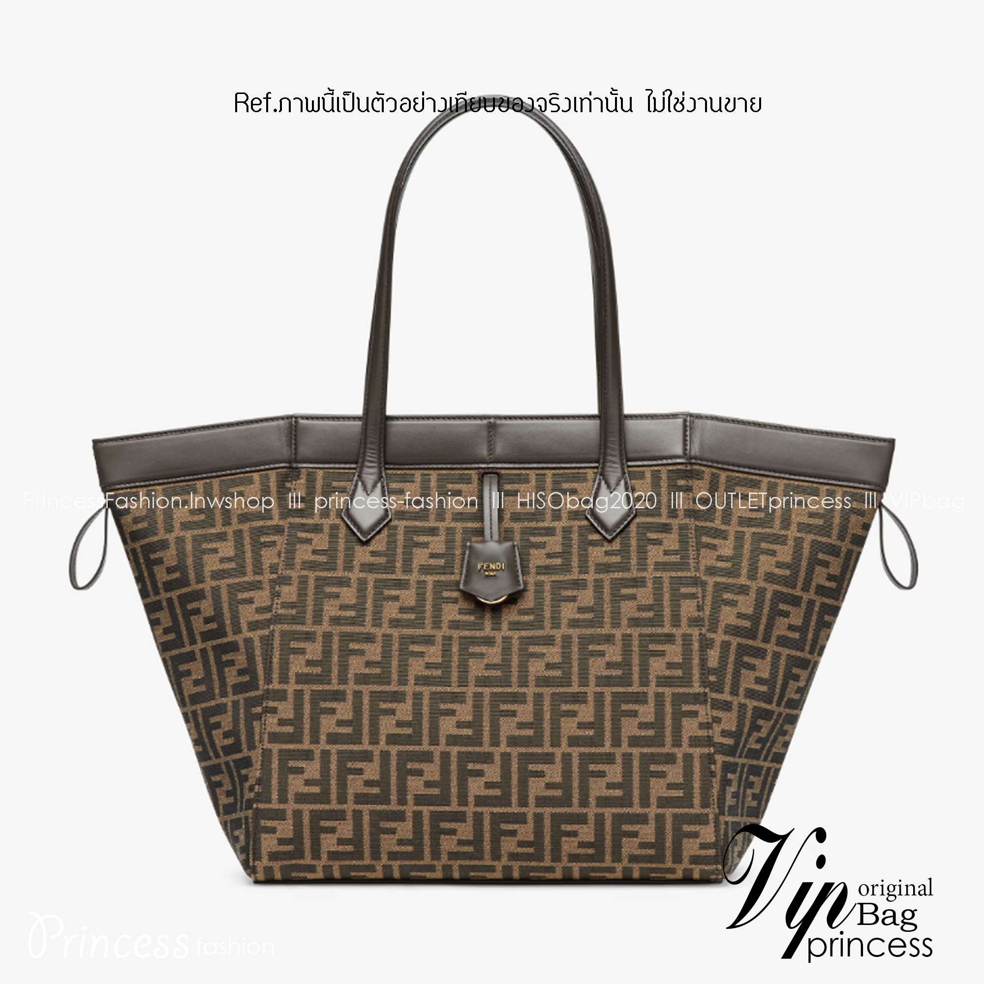 พร้อมส่ง 3 สี FENDI Origami Large Brown FF jacquard fabric bag / FENDI Tote Bag กระเป๋าทรงโท้ทใบใหญ่ สะพายได้2ทรงรูปลักษณ์สวยงามทันสมัย 🧡 เกรดออริจินอล 1:1 สลับแท้