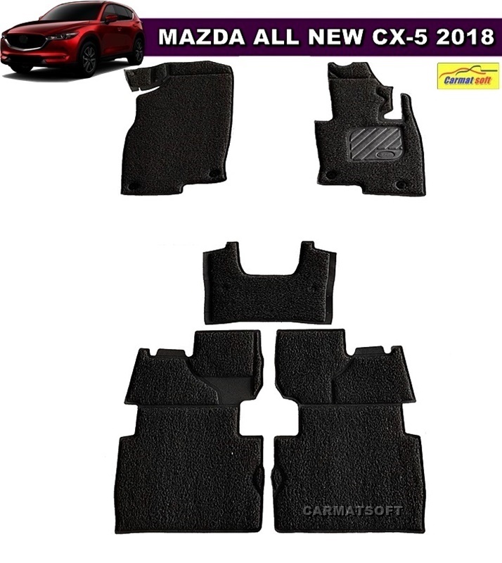 พรมดักฝุ่นไวนิล MAZDA CX-5 ปี2018-2025 พรมไวนิล มาสด้า รีดขอบ สีดำ 5ชิ้น