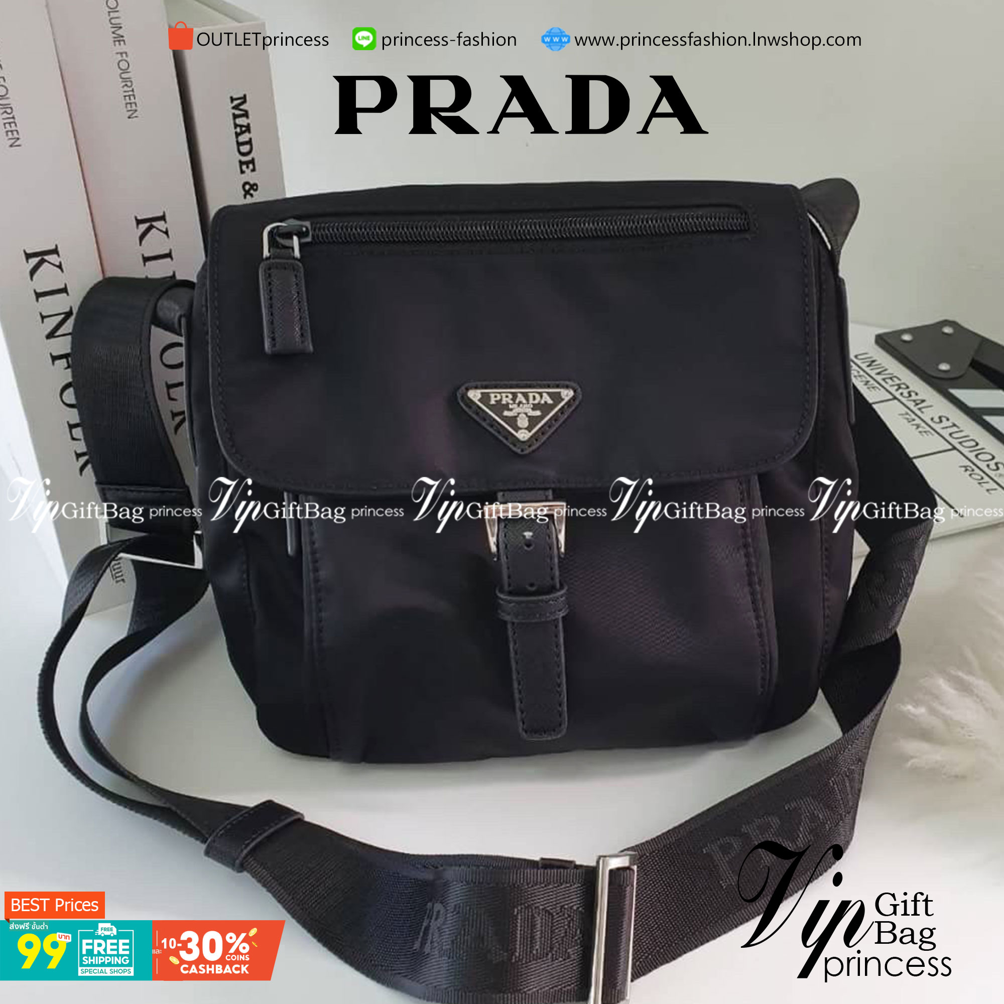 พร้อมส่งรุ่นขายดี กับงานพรีเมี่ยมกิ้ฟแบรนด์ดังอย่าง PRADA ทรง MESSENGER ทรงยอดฮิต สำหรับท่านชาย เนื้อผ้า Nylon มาพร้อมกับทรงสูง ใส่ ของได้หลากหลาย ขนาดกำลังดี เปิดปิดด้านหน้าด้วยตัวล็อคเข็มขัด ด้านในเปิดปิดด้วยซิป อะไหล่สีเงินทั้งใบ จะซื้อใช้เองหรือบมอบเป
