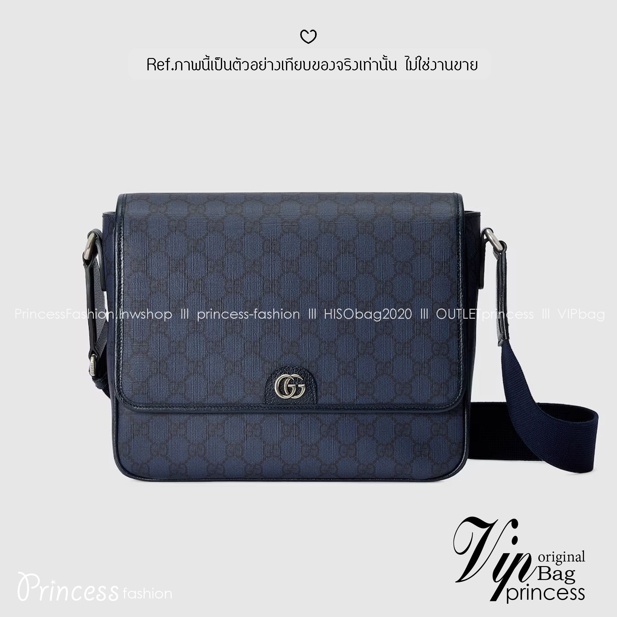 ORI หนังแท้ | GUCCI Ophidia medium messenger bag Navy Blue กระเป๋าสะพายทรงแมสเซ็นเจอร์ Canvas GG Supreme เนื้อผ้าที่เหมาะสำหรับไลน์แอคเซสเซอรี่สำหรับผู้ชาย โดยการเพิ่มกลิ่นอายความโมเดิร์นให้กับดีไซน์ของแบรนด์อันเป็นเอกลักษณ์