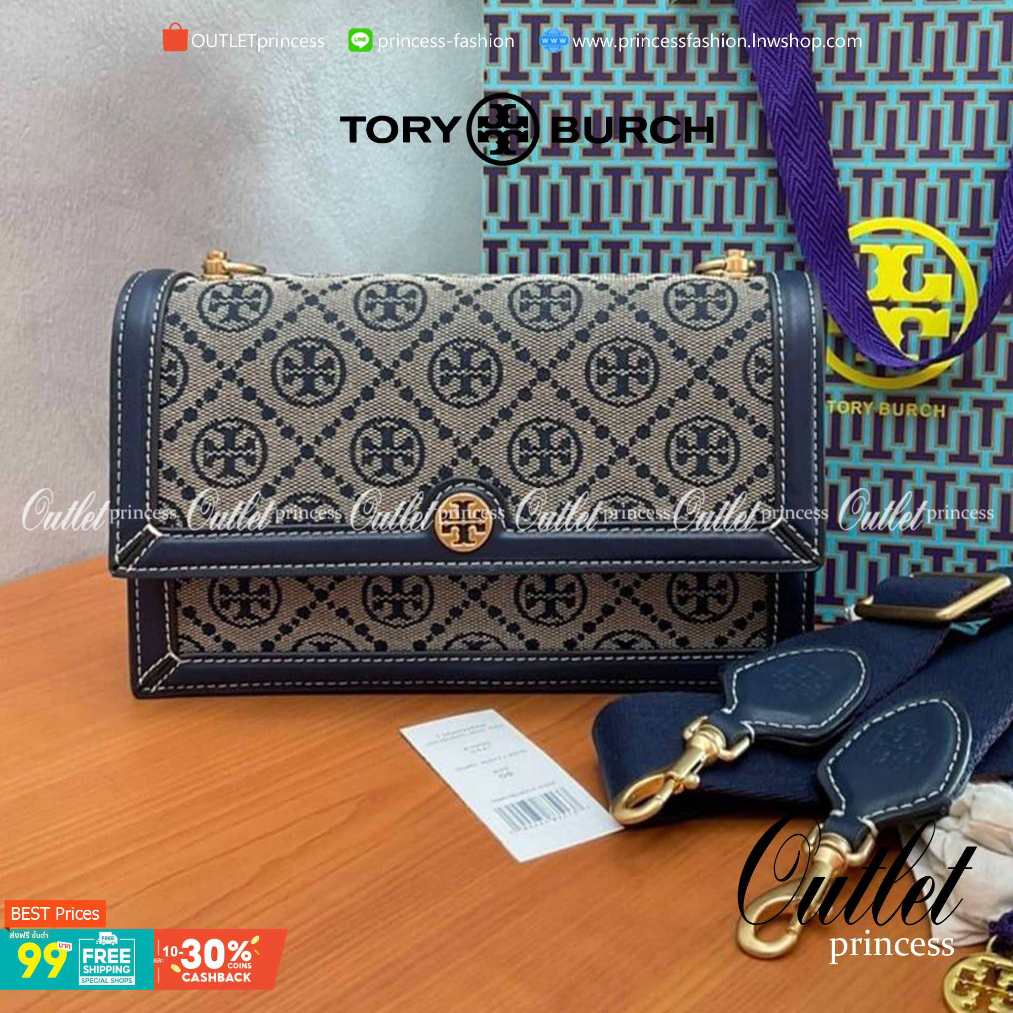 TORY BURCH 81000 MINI T MONOGRAM JACQUARD SHOULDER BAG คอลเลคชั่นฤดูใบไม้ผลิ 2021 กระเป๋าสะพายรุ่นใหม่จาก Tory Burch ดีไซน์สวยคลาสสิค แฝงไว้ด้วยความหรู ลวดลายผ้าแจ็คการ์ด T Monogram บนกระเป๋า Tory Burch นี้ เป็นการยกย่องให้กับงานควิลท์ชาวเพนซิลเวเนียดัตช์
