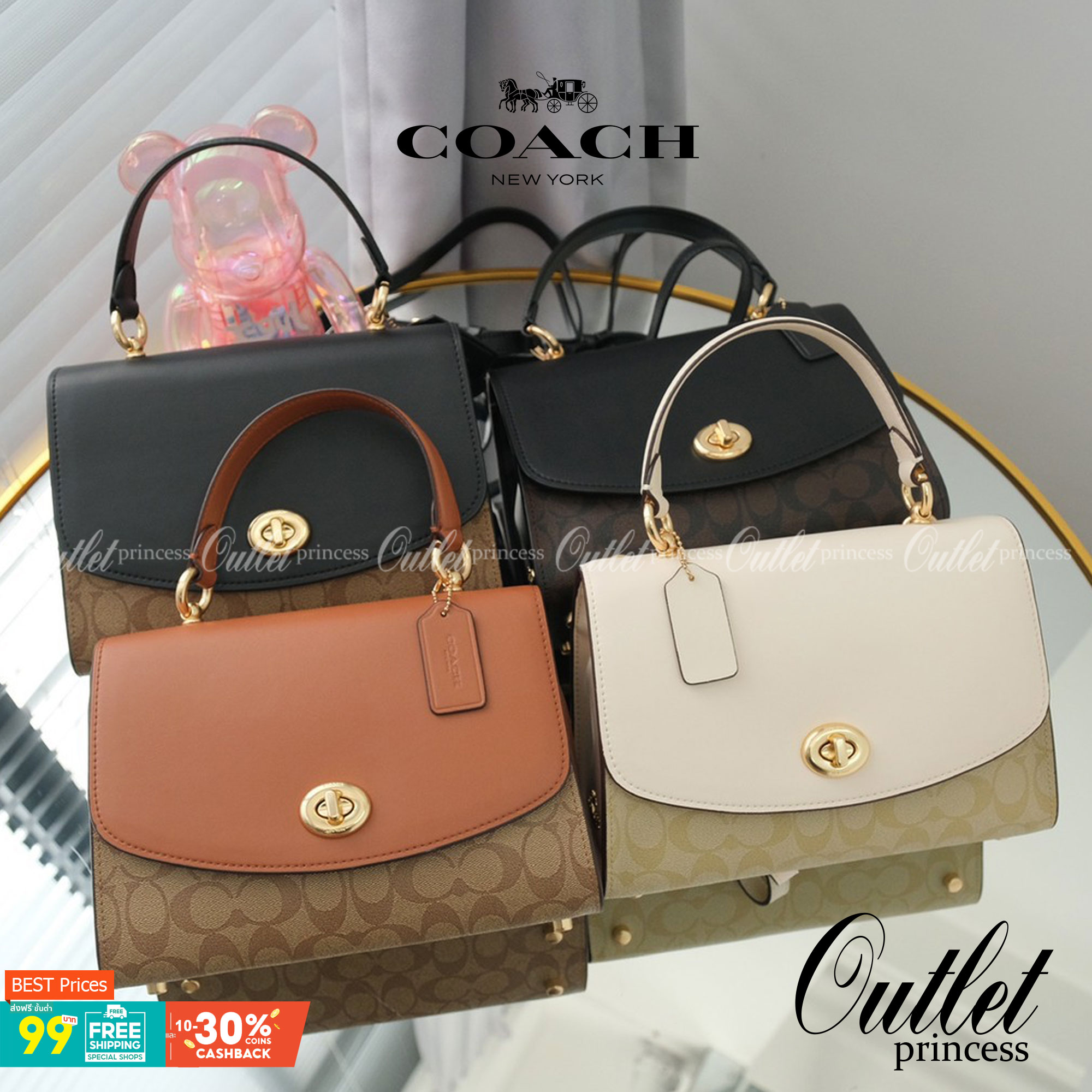 สวย หรู ดูดี รุ่นนี้กัยเลยค่า!! COACH TILLY TOP HANDLE SATCHEL IN SIGNATURE ((76620)) พร้อมส่งความสวย ห้ามพลาดค่ะ! กระเป๋าหิ้ว//คล้องมือ//สะพายข้างได้ ทรงสวย หนังแท้เรียบ+ลายCได้สวยงามค่ะ เปิดปิดกระเป๋าแบบหมุนล็อค ภายในมีช่องหลักใส่ของ2ช่อง สามารถใส่กระเป