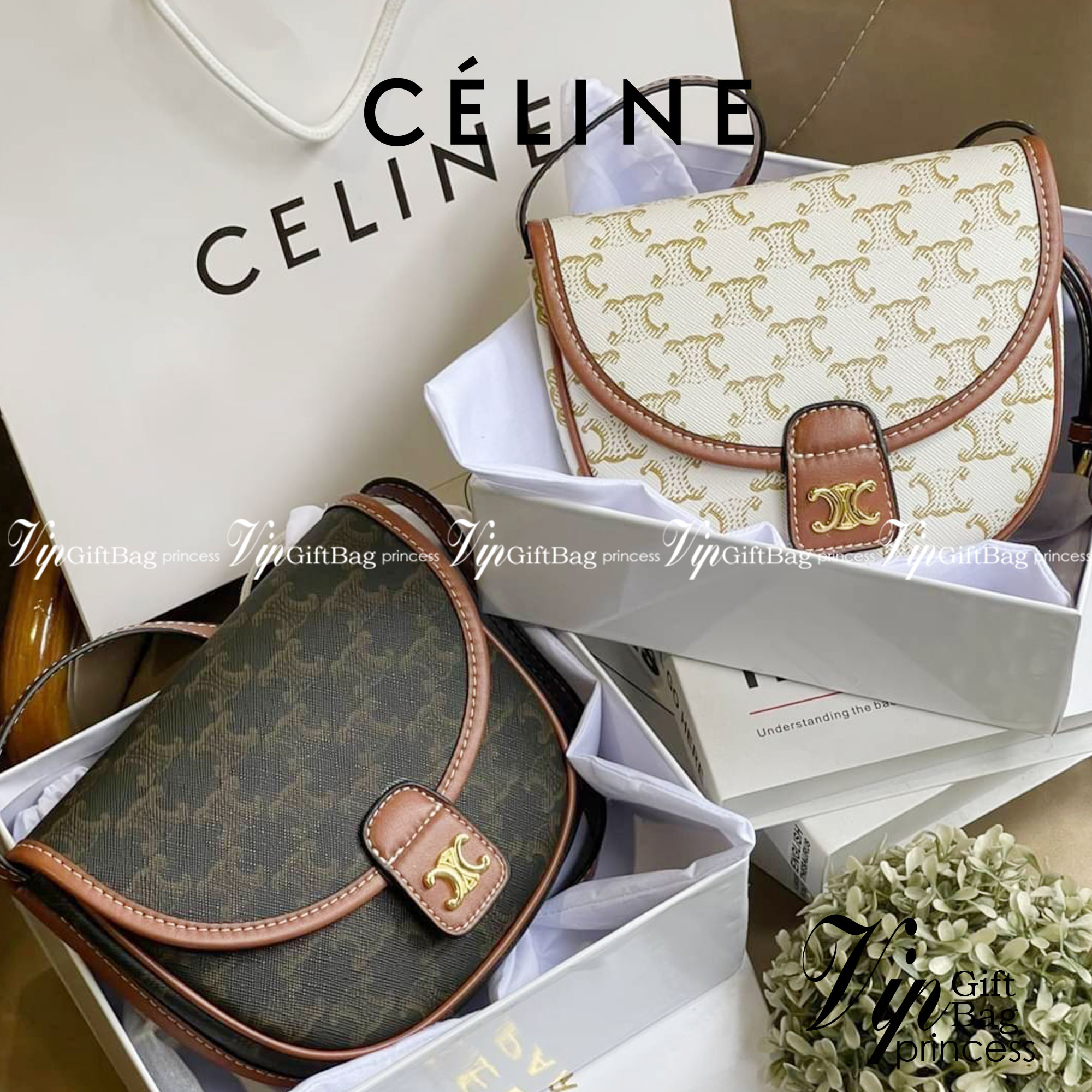 CELINE MINI BESACE IN TRIOMPHE CANVAS หรูหราไปกับกระเป๋าหนังแคนวาสลาย triompe ด้วยขนาดที่กะทัดรัดและดีไซน์ที่เรียบหรูนี้ จึงสามารถนำไปแมทช์กับการแต่งตัวได้ง่าย ไม่ว่าจะเป็นสไตล์การแต่งตัวเท่ ๆ จนถึงสไตล์การแต่งตัวน่ารัก ๆ เพิ่มความหรูหราและโดดเด่นด้วยการต