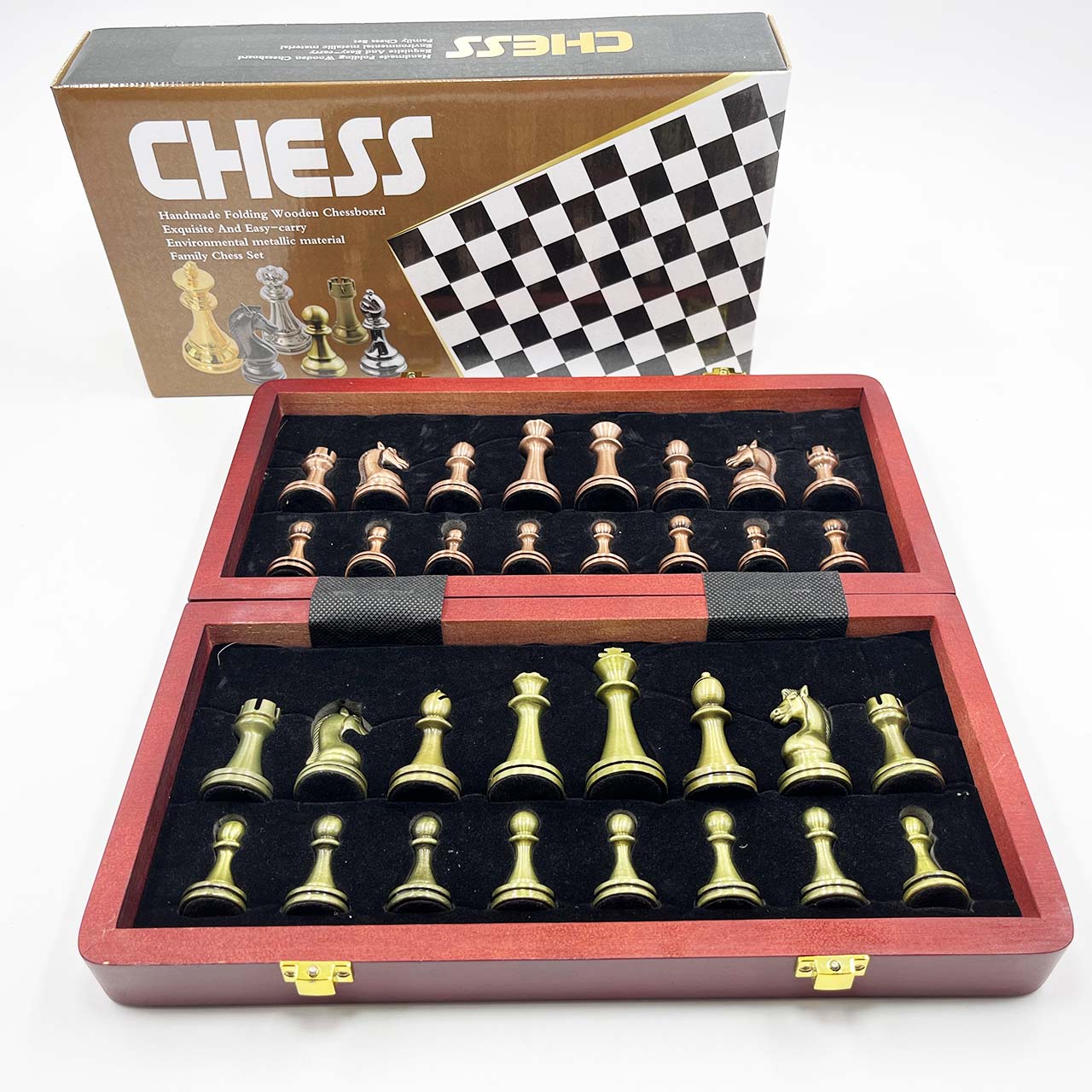 ชุดหมากรุกสากลตัวเหล็ก(Metal)งานสวยกระดาน(ช่องขนาด3x3 cm.)