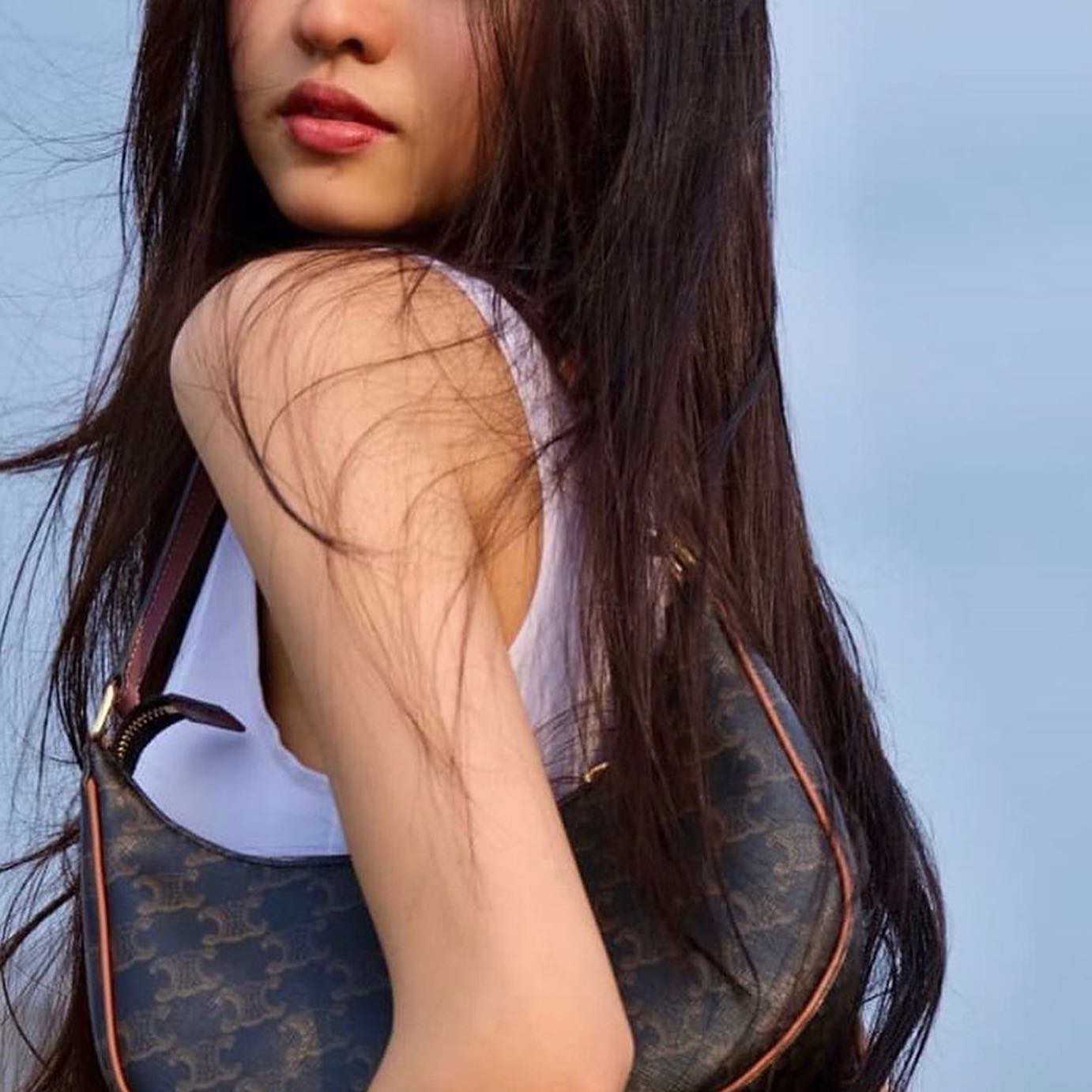 CELINE Vintage Classic Ava bag 1 ใน คอลเลคชั่น “Triomphe Canvas” มาพร้อมสายสะพายไหล่ที่ปรับความยาวได้ และเนื่องจากช่วงล่างของกระเป๋ามีขนาดใหญ่กว่าช่วงบน จึงทำให้ไม่เสียทรงเมื่อเราใส่สิ่งของอย่างกระเป๋าสตางค์หรือโทรศัพท์มือถือ หากดูภาพรวมแล้ว รุ่นนี้ออกแนว