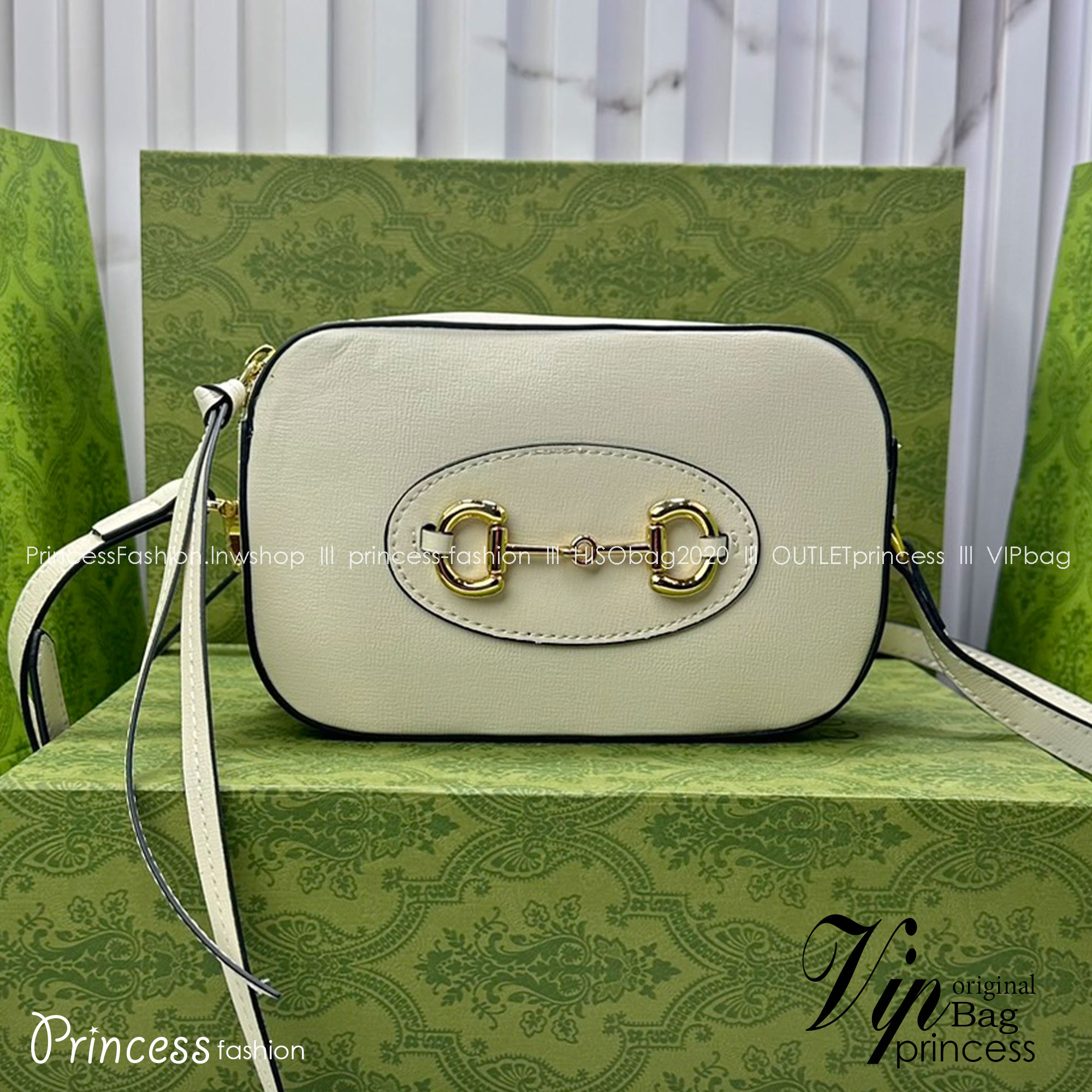 GUCCI HORSEBIT 1955 SMALL SHOULDER BAG Leather Gold-toned กระเป๋าสะพาย เกรดออริ สลับแท้ 1:1 ใช้งานต่างประเทศได้