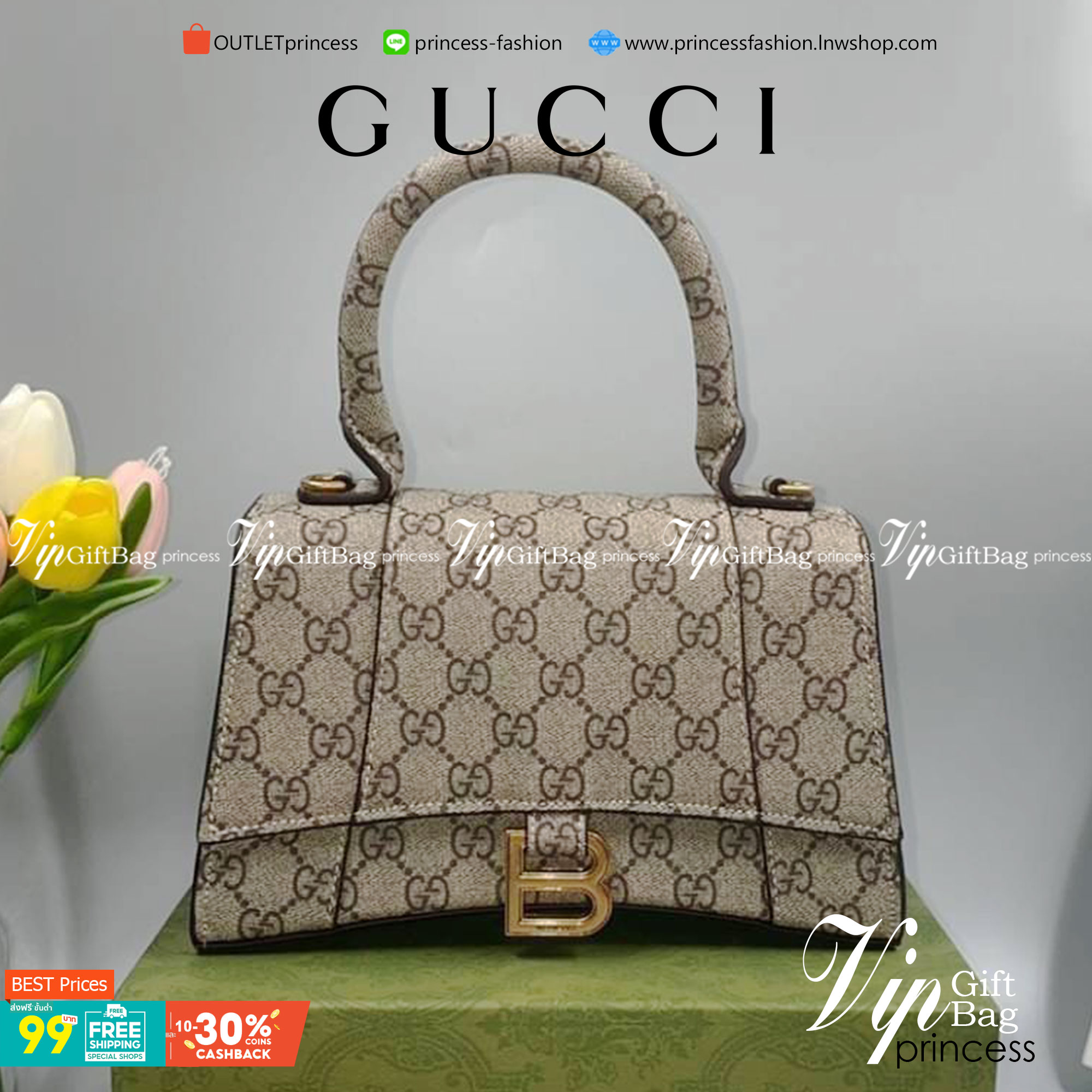 Gucci x Balenciaga The Hacker Project Small Hourglass Bag พร้อมส่งที่ไทย ภาพสินค้าถ่ายจากงานขายจริง ใช้งานต่างประเทศได้