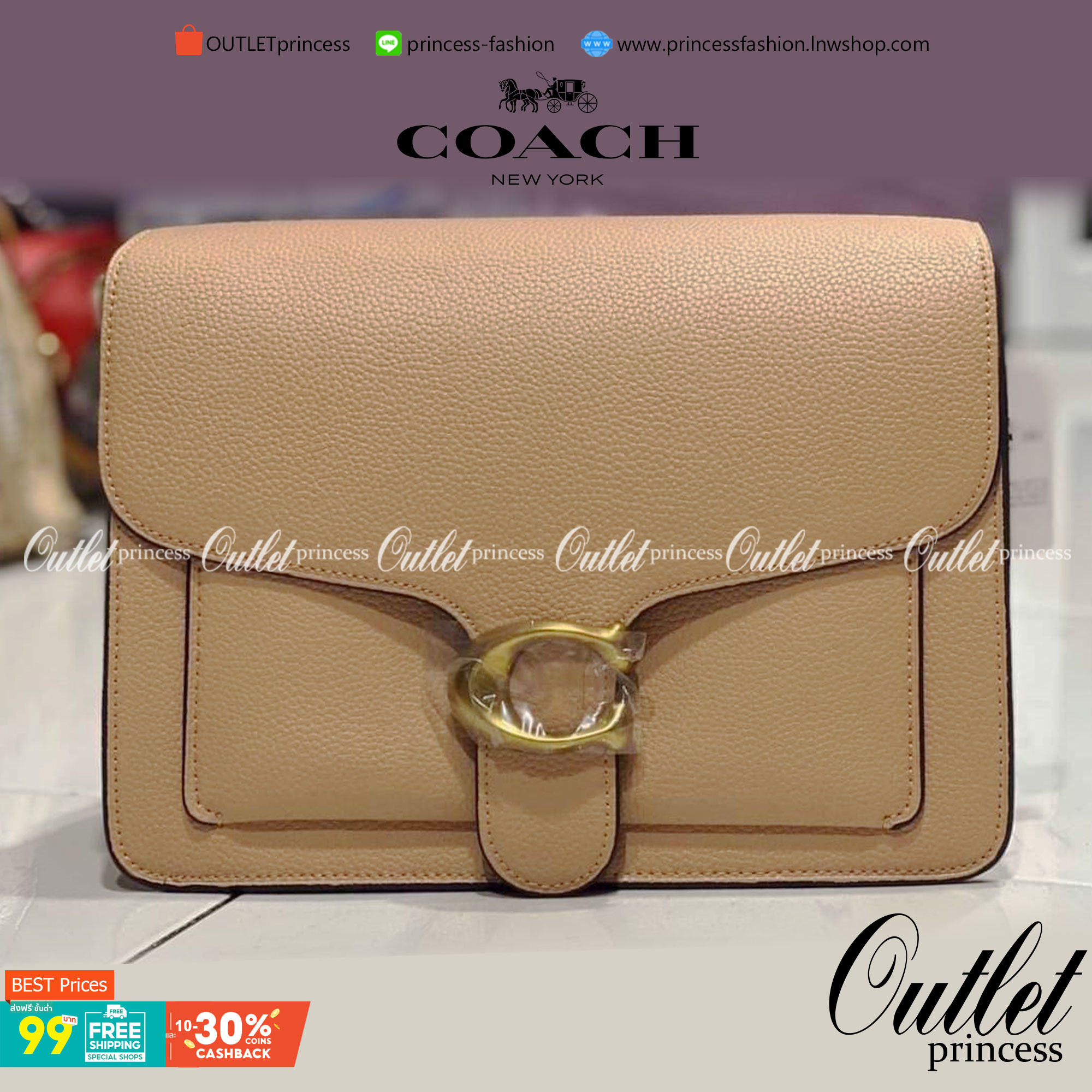 OUTLET 】COACH Tabby Shoulder Bag พร้อมส่งที่ไทย A modern take on an archival 1970s Coach design, our structured Tabby shoulder bag is crafted in polished pebble leather. Finished with our Signature hardware for an iconic touch, the versatile silhouette fe