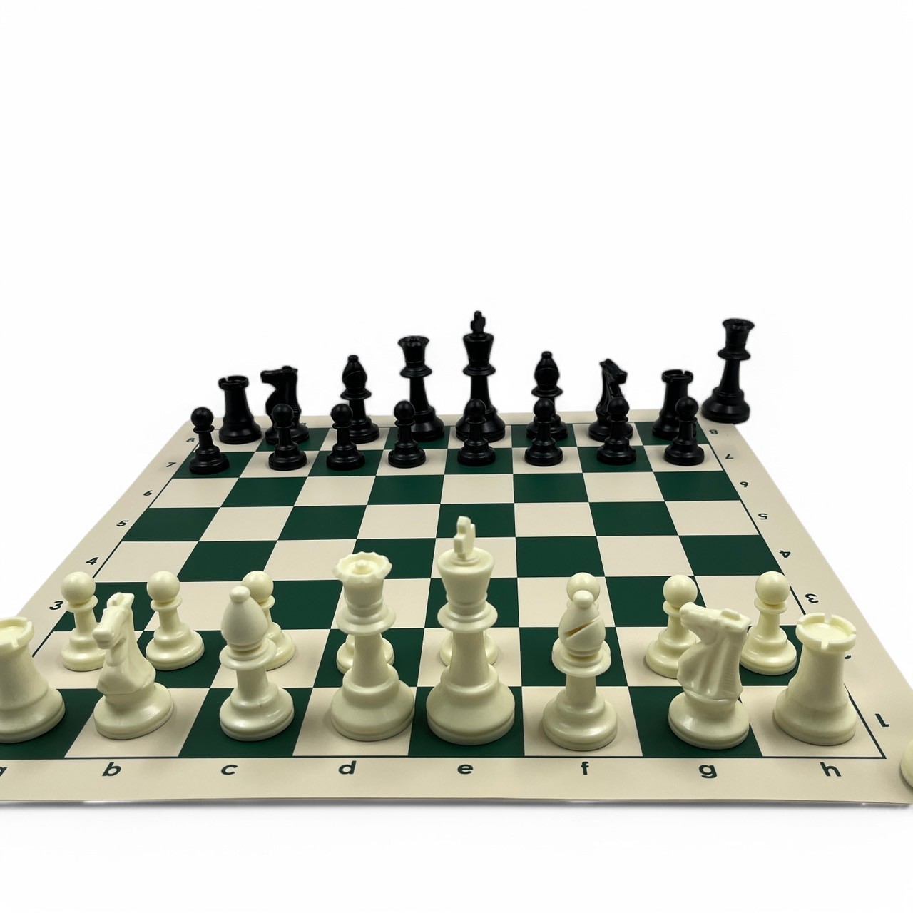 ชุดหมากรุกตัวเรซิ่นสูง3.75นิ้ว(9.7cm.)กระดานผ้ายางไวนิลขนาดช่อง 5x5 cm.