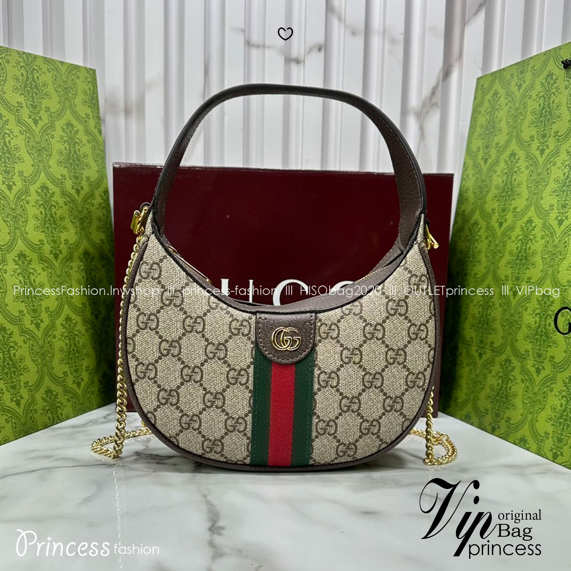 ORI หนังแท้ | Gucci Ophidia small shoulder bag / Gucci Hobo Bag กระเป๋าสะพายทรงโฮโบรูปพระจันทร์ มอบชีวิตชีวาให้กับมรดกของแบรนด์ด้วยแถบ Web