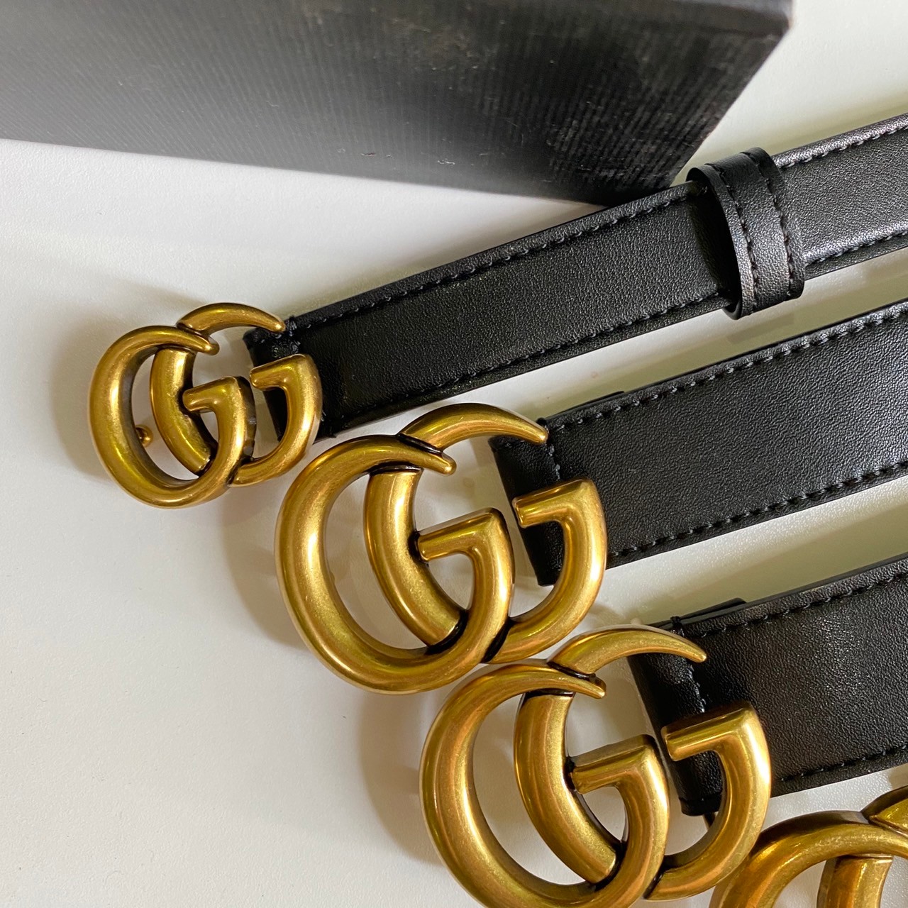 GUCCI double GG belt Cow leather งานหนังแท้ ภาพสินค้าจริง พร้อมส่งที่ไทย 4 ขนาด