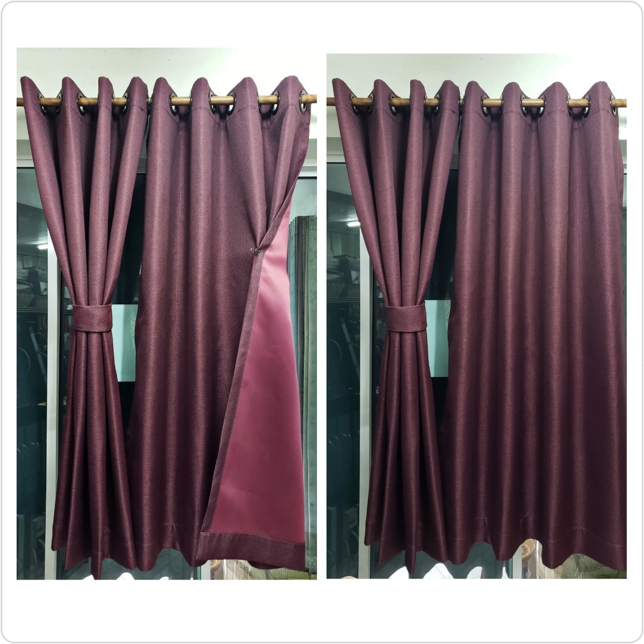 ผ้าม่าน ก.130*ส.150ซม./ผืน รุ่นดีลักซ์ Deluxe กันแสง 90% สีไวน์แดง