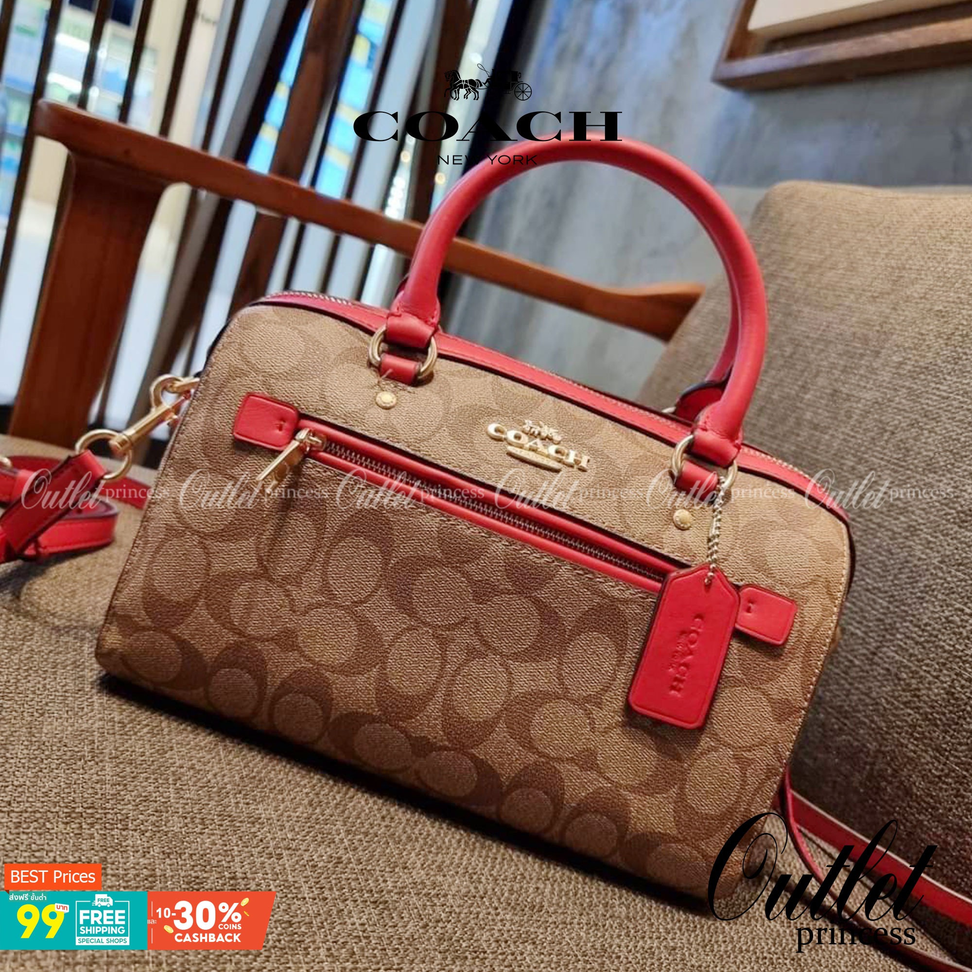COACH F83607 ROWAN SATCHEL IN SIGNATURE CANVAS กระเป๋าทรงหมอนยอดฮิต คลาสสิคใช้งานได้ไม่มีเบื่อ มาครบสีขายดี ด้วยรูปทรงสวยงาม และใช้งานได้อย่างกระฉับกระเฉง วัสดุหนังแคนวาสเคลือบลาย ทนทาน ภายในโล่งกว้าง มีช่องซิปและแบ่งสัดส่วนได้ลงตัว บอกเลยว่าสาวๆพลาดไม่ได