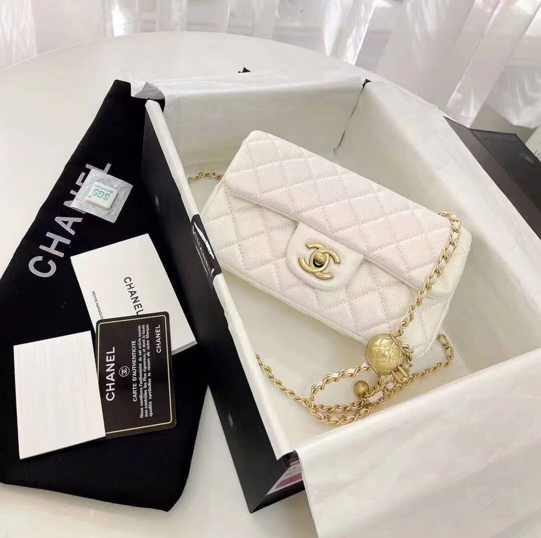 CHANEL MINI FLAP BAG CAVIAR Leather GOLD tone hardware พร้อมส่ง 5 สี