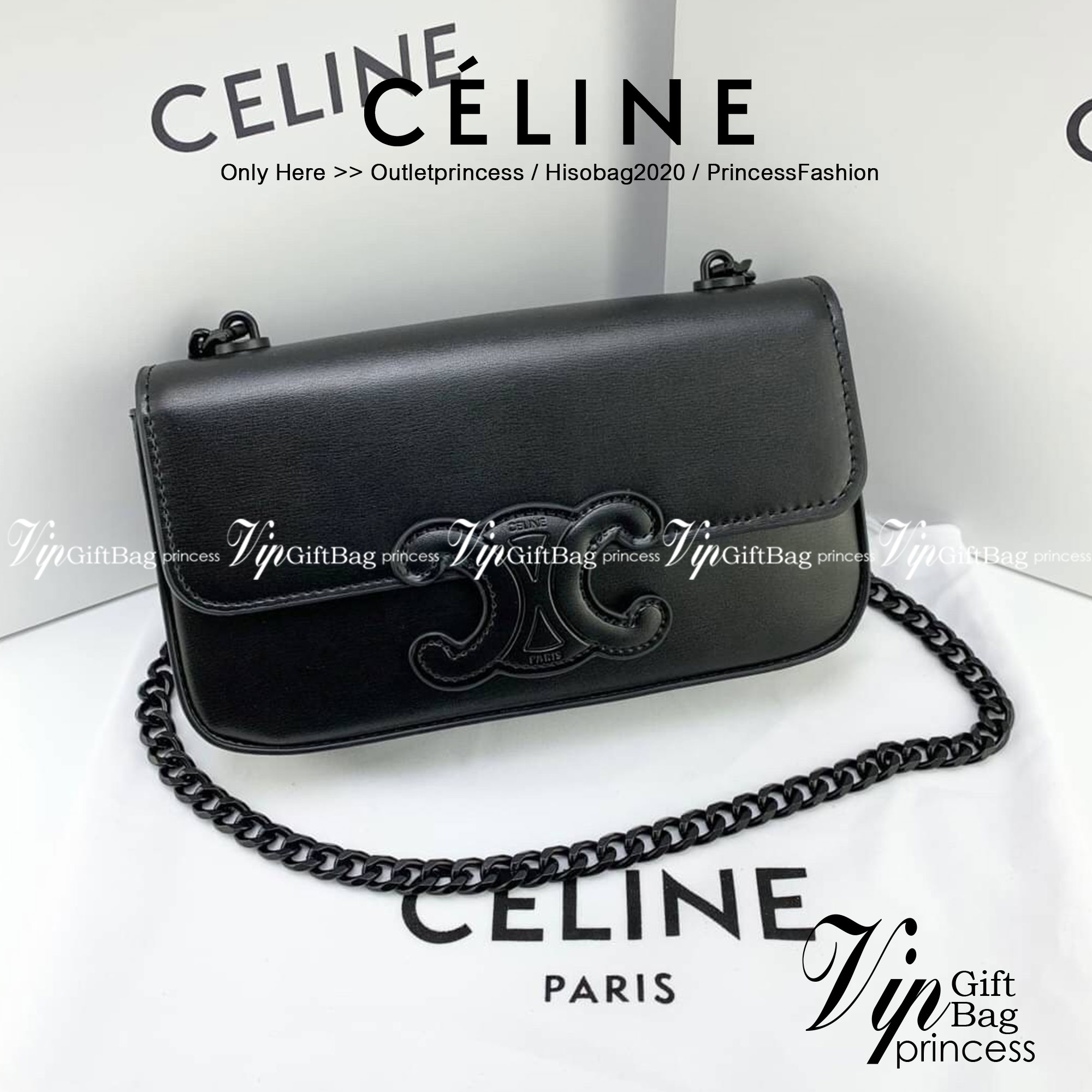 หนังแท้ CELINE CHAIN SHOULDER BAG CUIR TRIOMPHE IN SHINY CALFSKIN ANIS / CELINE TRIOMPHE SHOULDER BAG หนังแท้ทั้งใบสวยหรู แบบใหม่ล่าสุด โลโก้หนังคลาสิกที่สุดค่ะ จุของได้กำลังดี เหมาะกับสาวๆในวันที่อยากครอสบอดี้ชิลๆ ห้ามพลาดค่ะ!