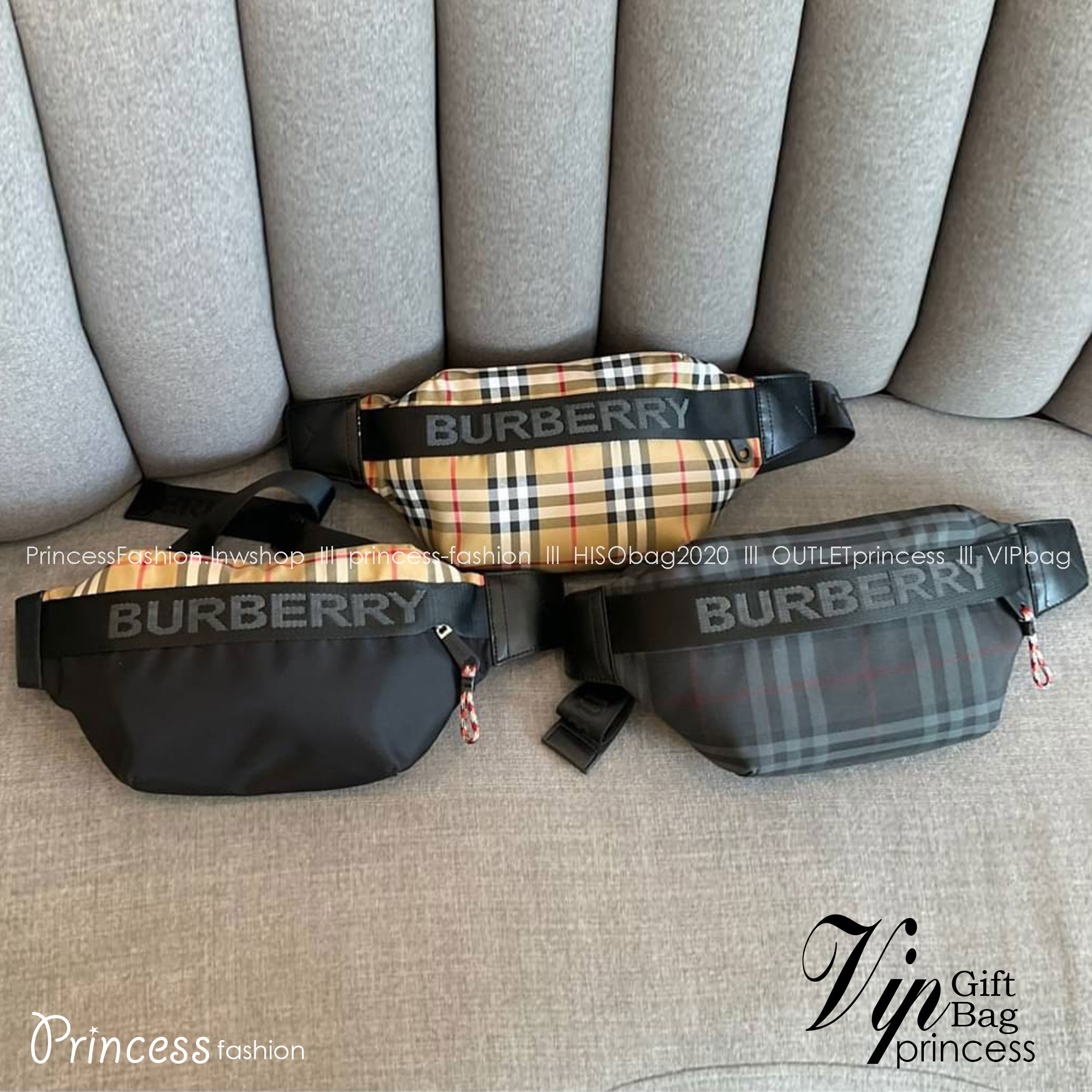 Burberry Vintage Check Sonny Belt Bag รุ่นใหม่ล่าสุด! BURBERRY FRAGRANCES BELT BAG วัสดุ100%POLYAMIDE (Nylon & Canvas)ทกระเป๋าคาดเอว คาดอกแบบ UNISEX ใช้ได้ทุกเพศ ลายวินเทจ