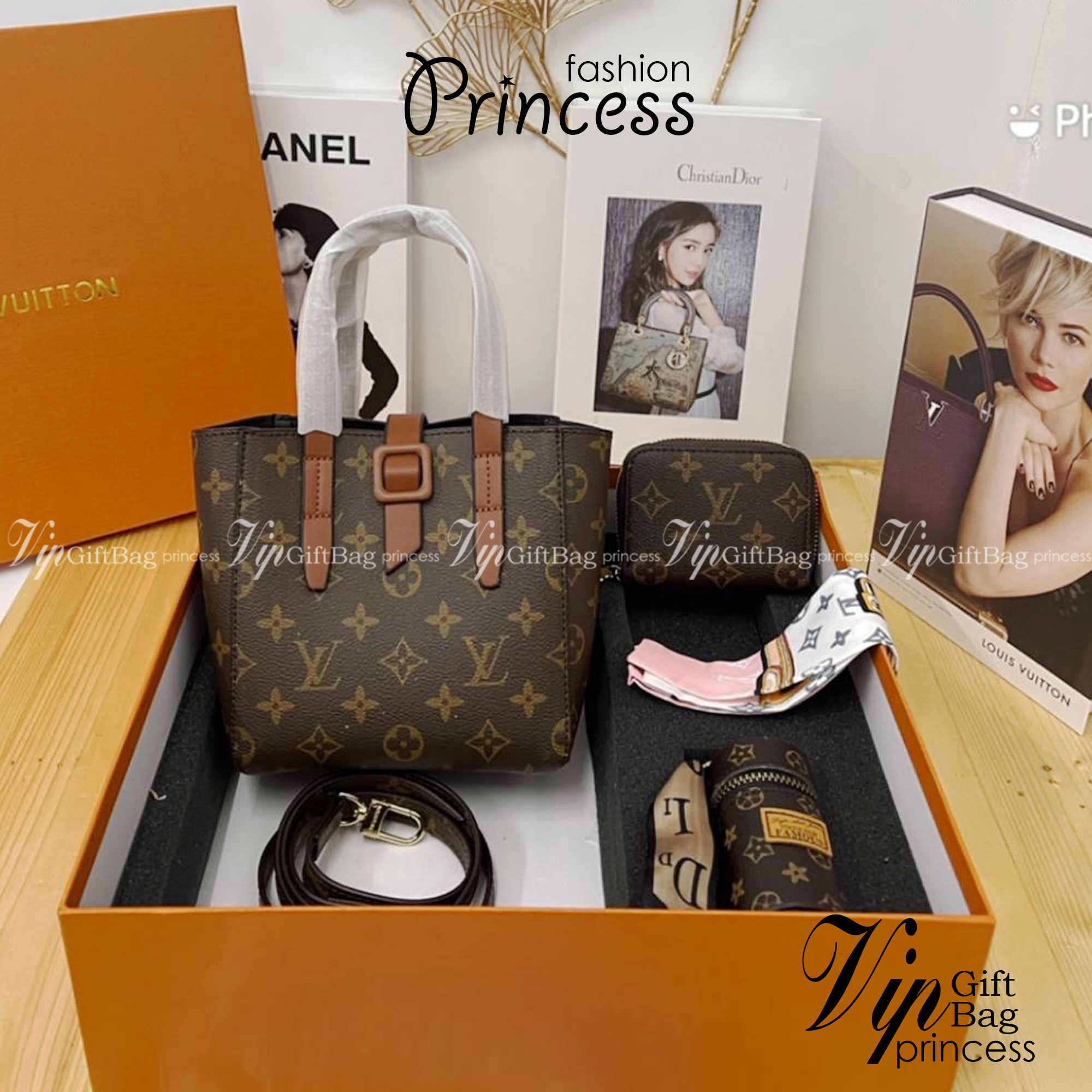 LV MINI TOTE BAG box set 5 in 1 จัดเลยค่า ชุดกระเป๋าเซ็ท4ใบ จัดเป็นพร้อมกล่องผ้าพันสวยหรูให้เป็นของขวัญคนรับถูกใจแน่นอนจ้า ทรงสวยใช้งานง่าย มีราคาดีมากค่า ขนาดกำลังดีเลยค่า ถือก็หรู สะพายก็เริสค่า box set ชวนสะสม