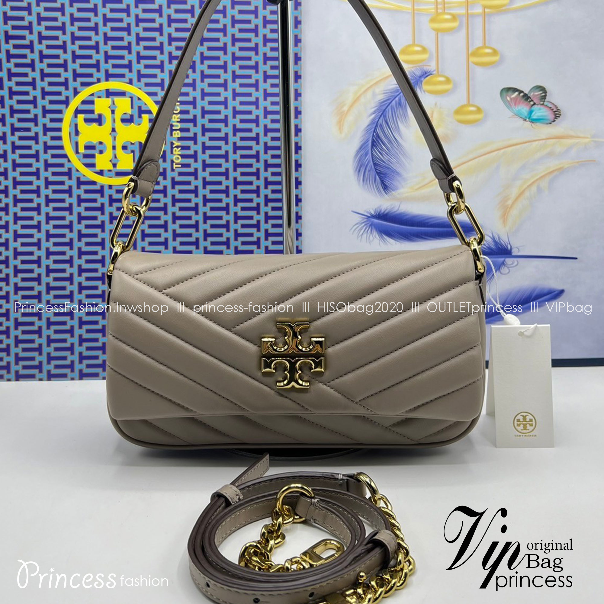 Tory Burch Kira Chevron Flap Small Shoulder Bag กระเป๋าสะพายดีไซน์รูปทรงคลาสสิค ดูผู้ดีหรูหรา เกรดออริ สลับแท้ 1:1 ใช้งานต่างประเทศได้