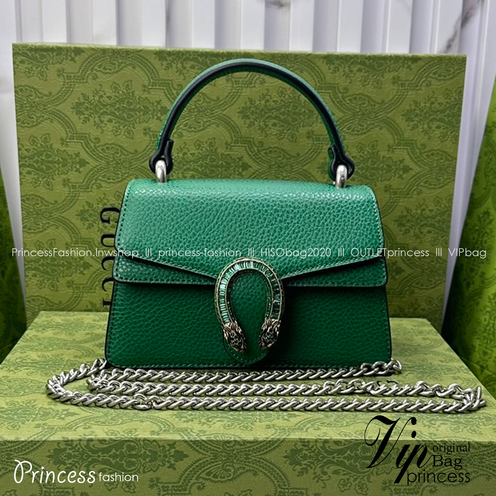 GUCCI DIONYSUS MINI TOP HANDLE BAG กระเป๋าสะพายไดโอนิซูสหรูหราเป็นเอกลักษณ์ โดดเด่นด้วยหัวเสือ เกรดออริ สลับแท้ 1:1 ใช้งานต่างประเทศได้