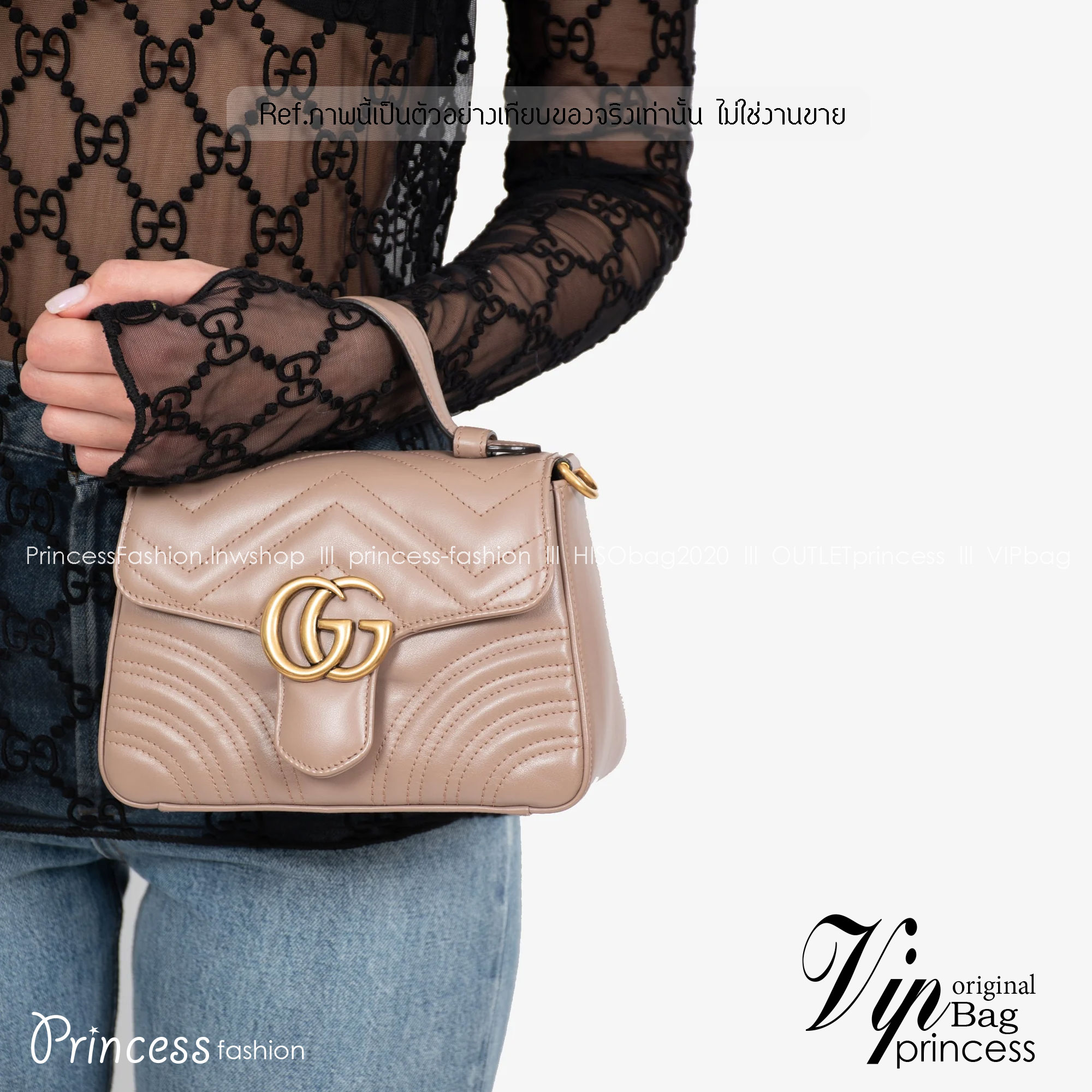 GUCCI GG Marmont mini top handle bag กระเป๋าสะพายข้างรุ่นคลาสสิค ดีไซน์ใหม่พร้อมหูจับในตัว ใช้งานง่าย สายสะพายยาวถอดได้ ถือออกงานก็ปัง สะพายเป็น Every Look ก็เลิศมาก สวยหรูดูแพง อัพลุคได้สบายๆ