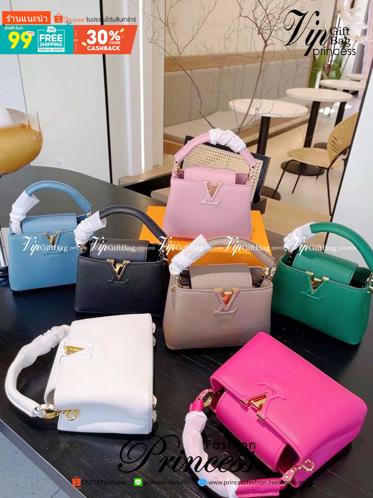 LV capucines top handle กระเป๋าถือสุดหรู ดีไซน์ทรงคลาสสิค อะไหล่สีทองปั้มทุกจุด มาพร้อมสายสะพายยาวงานจริงสวยทุกมุมเป๊ะปังมากค่ะ งานมาพร้อมหูจับในตัว ที่สุดของความสวยในราคาเบาๆ ด้วยรูปทรงวินเทจและวัสดุหนังลูกวัวสังเคราะห์ สัมผัสดี ขับผิว ทำให้ไอเท็มนี้สะกด