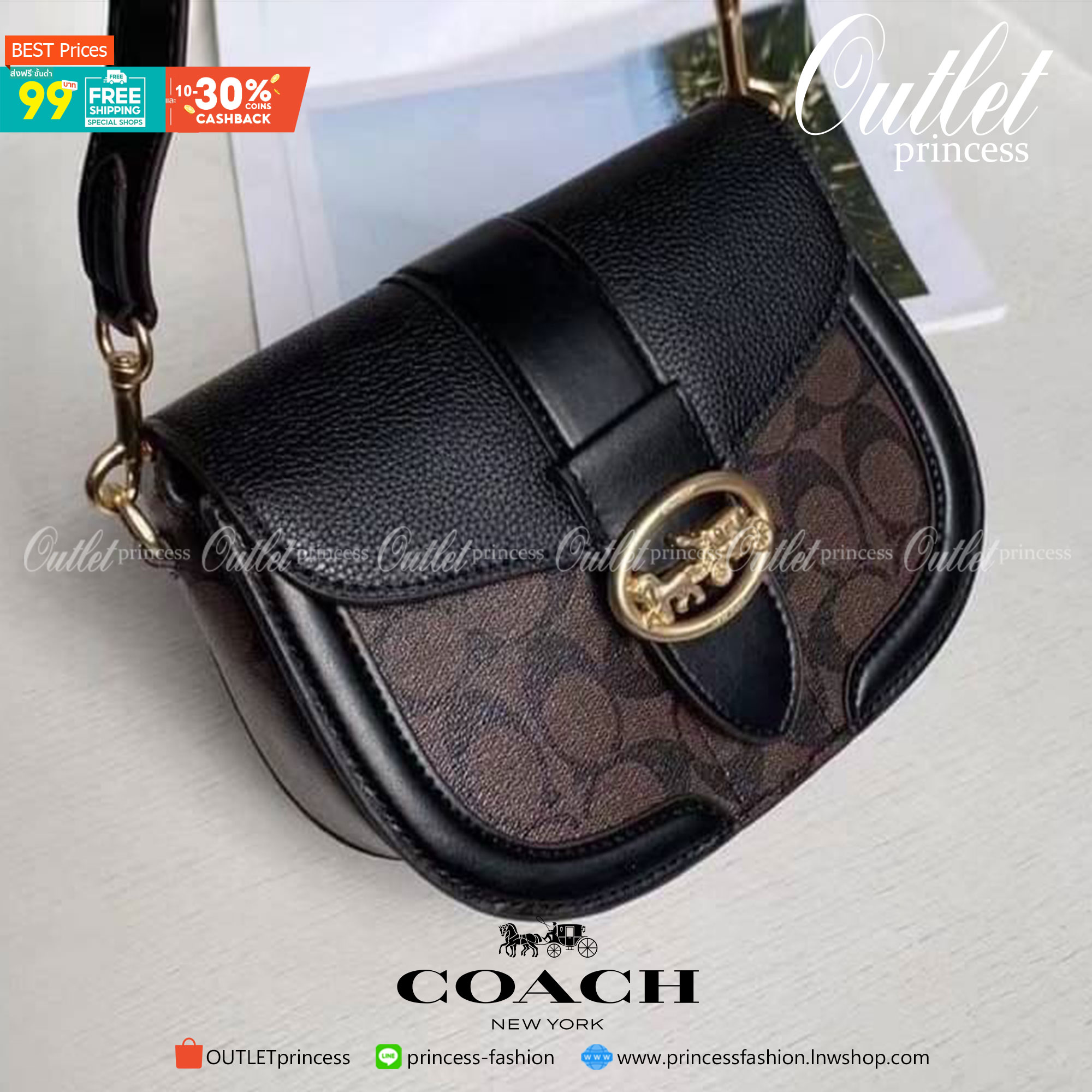 COACH GEORGIE SADDLE BAG IN SIGNATURE CANVAS
