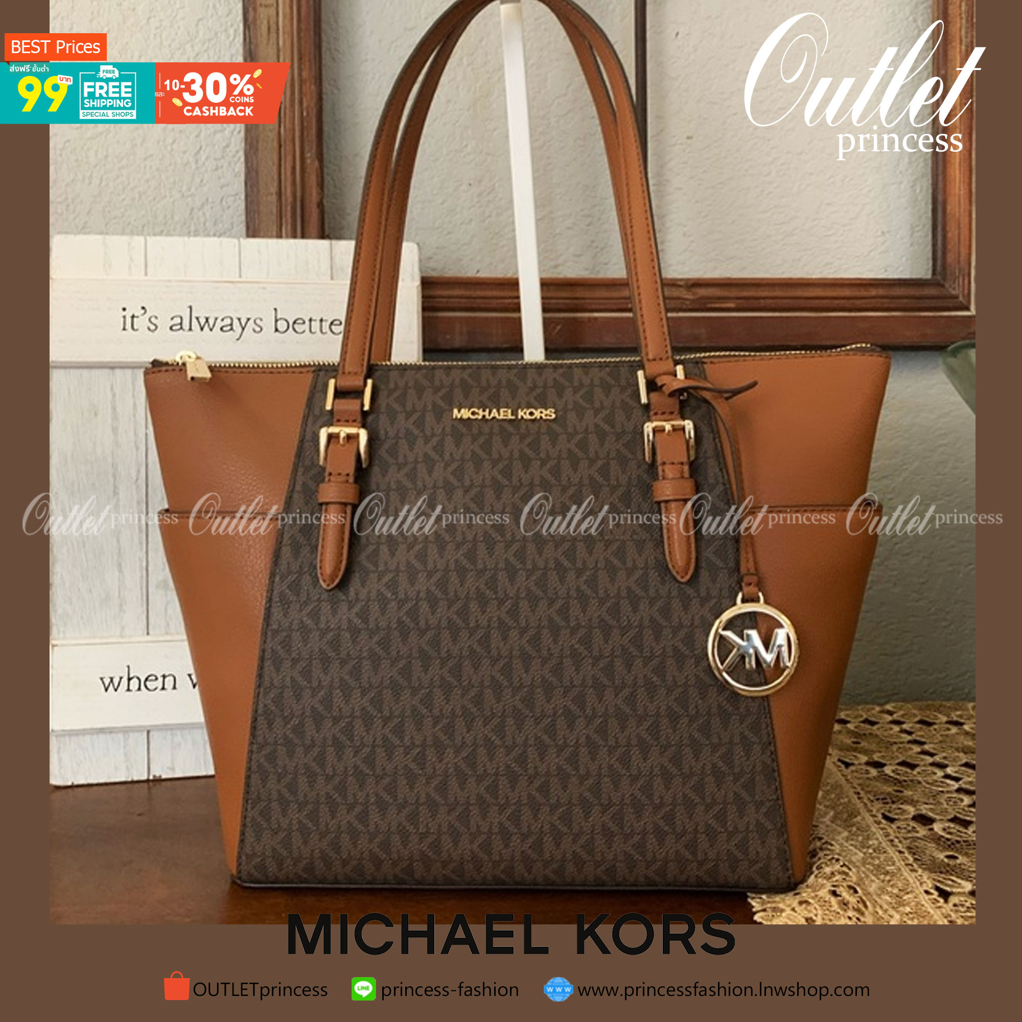 MICHAEL KORS TOTE BAG กระเป๋าสะพายไหล่ทรง Tote ใบใหญ่กำลังดีหนัง Saffiano สวยหรูอยู่ทรง ด้านหน้าประดับโลโก้สีทองสวย พร้อมอะไหล่ห้อยแบรนด์ ภายในมี 2 ช่องหลัก 1 ช่องซิปกลาง และช่องเล็ก ใส่ของจุกจิก และสายห้อยกุญแจ กว้างและจุ ใส่ ipad เอกสาร A4 กระเป๋าสตางค์