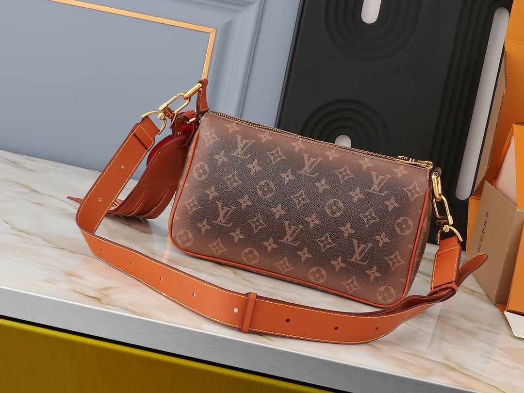 LV Pochette Accessoire XL Bag Monogram Canvas Aged leather trim กระเป๋าสะพายทรงพอชรุ่นใหม่ แคนวาสแต่งเก่า คลาสสิกและเท่มากๆ
