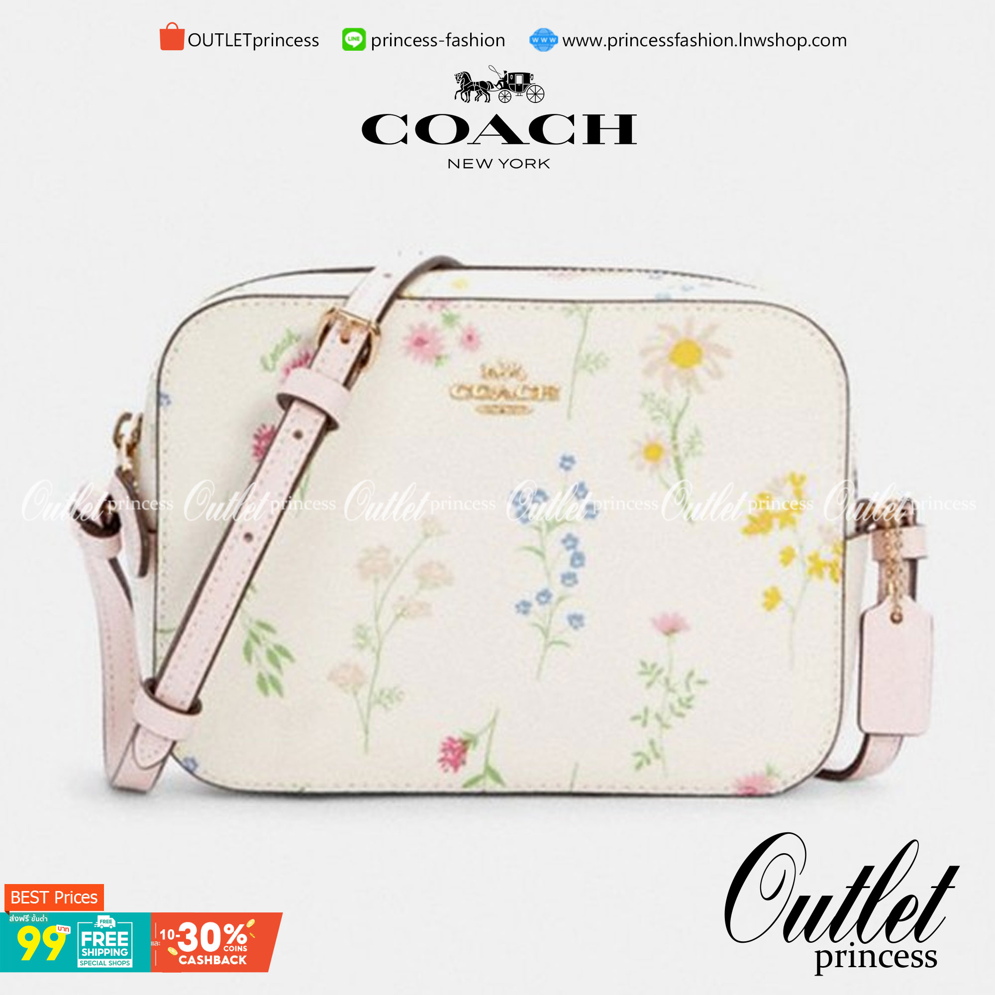 COACH Wildflower Printed GEMMA Mini Camera Bag น่ารักได้ไม่ต้องรอเช่นเคยอีกหนึ่ง!! สายหวาน สายเจ้าหญิง ไม่ควรพลาด!! กระเป๋าทรงกล่องสุดฮิต ในดีไซน์มุ้งมิ้ง มาให้จัดกันแน่นๆเลยจ้า ดอกไม้คละเต็มใบ สวยๆหวานๆ ด้านหน้ามีซิปให้เก็บของได้จุกจิก ภายในโล่งกว้างใส่ข