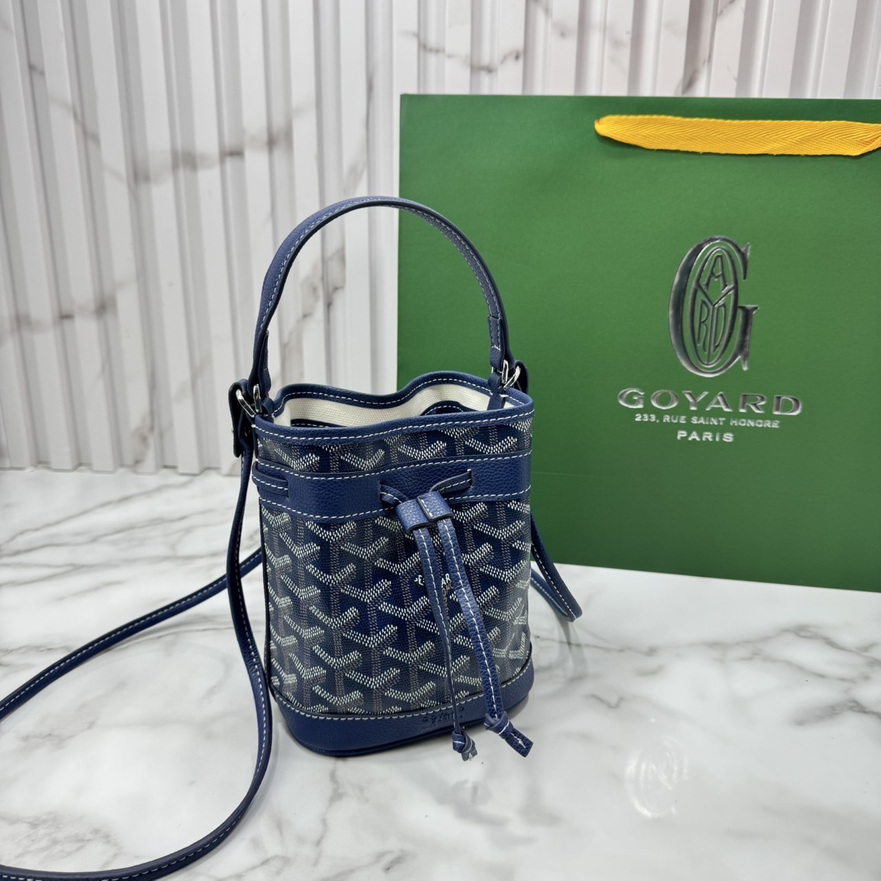 RI หนังแท้ | Goyard Petit Flot Mini bucket bag กระเป๋าสะพายทรงบัคเก็ต ไซส์มินิ ดูผู้ดีในตัว วัสดุหนังแคนวาสพิมพ์ลายสวยคม