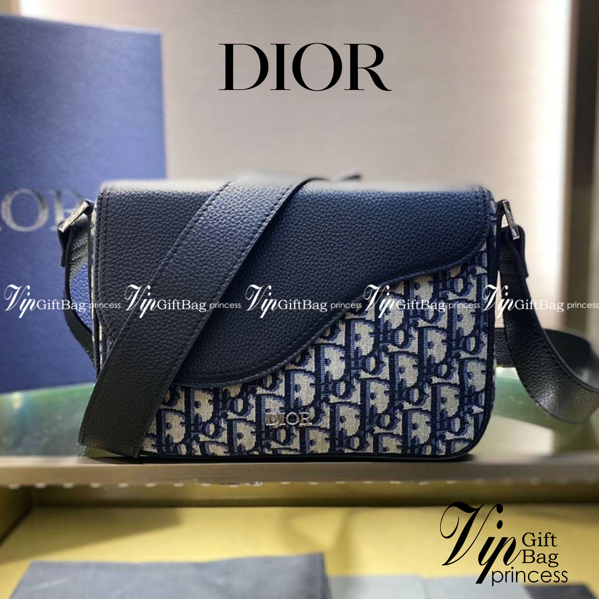 หนังแท้ DIOR MINI SADDLE MESSENGER BAG Beige and Black Dior Oblique Jacquard and Black Grained Calfskin พร้อมส่งที่ไทย งานหนังแท้และผ้าแจ็คการ์ดออริจินอล ภาพสินค้าถ่ายจากงานขายจริง ใช้งานต่างประเทศได้