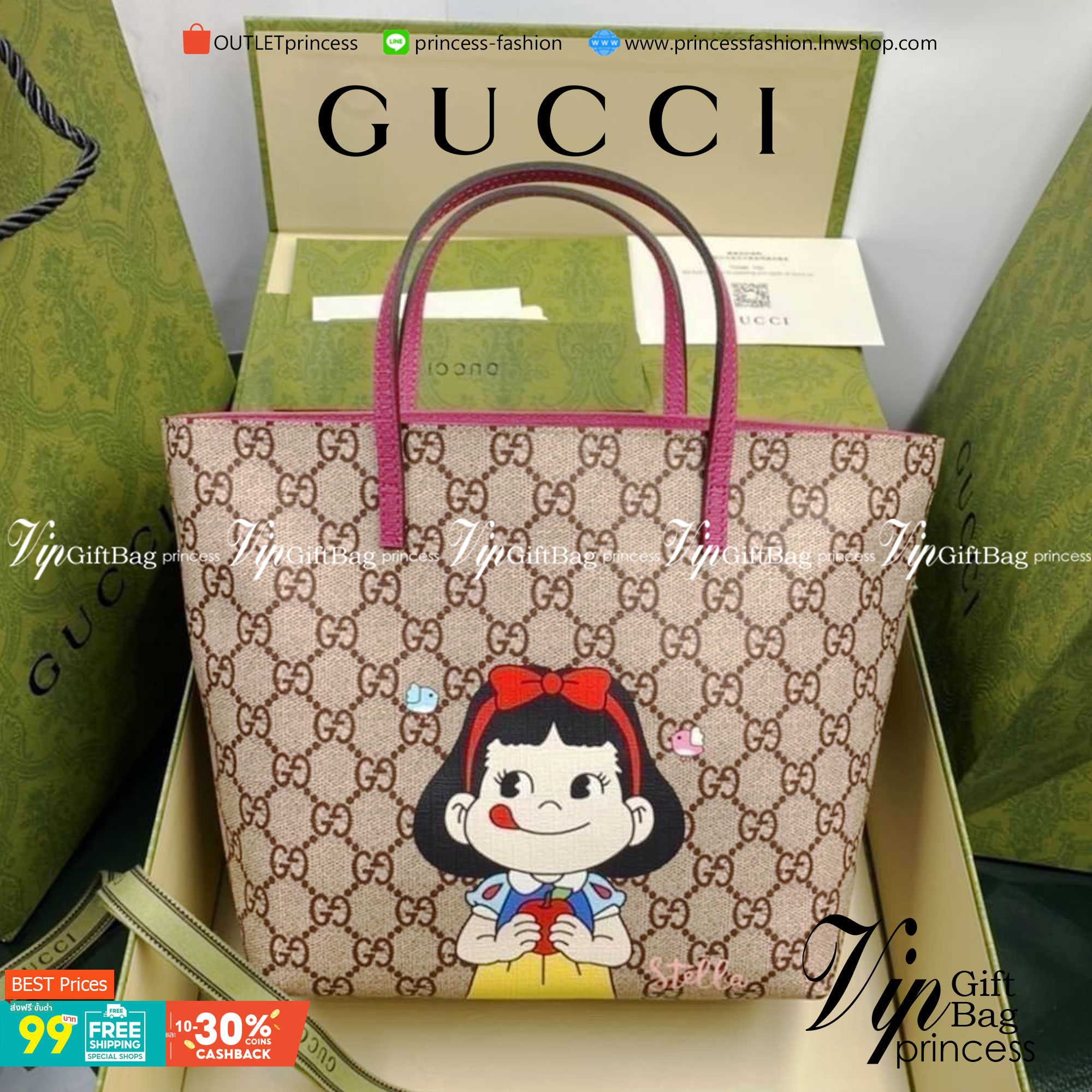 VIP 】Animal-Friendly Gucci Kid Tote Bag งานหนังแท้ทรงตั้งสวย ขนาดกะทัดรัด จุของได้เยอะ ใช้ได้ทั้งเด็กและผู้ใหญ่ น่ารักมากค่ะ **รุ่นขายดีตลอดกาล**