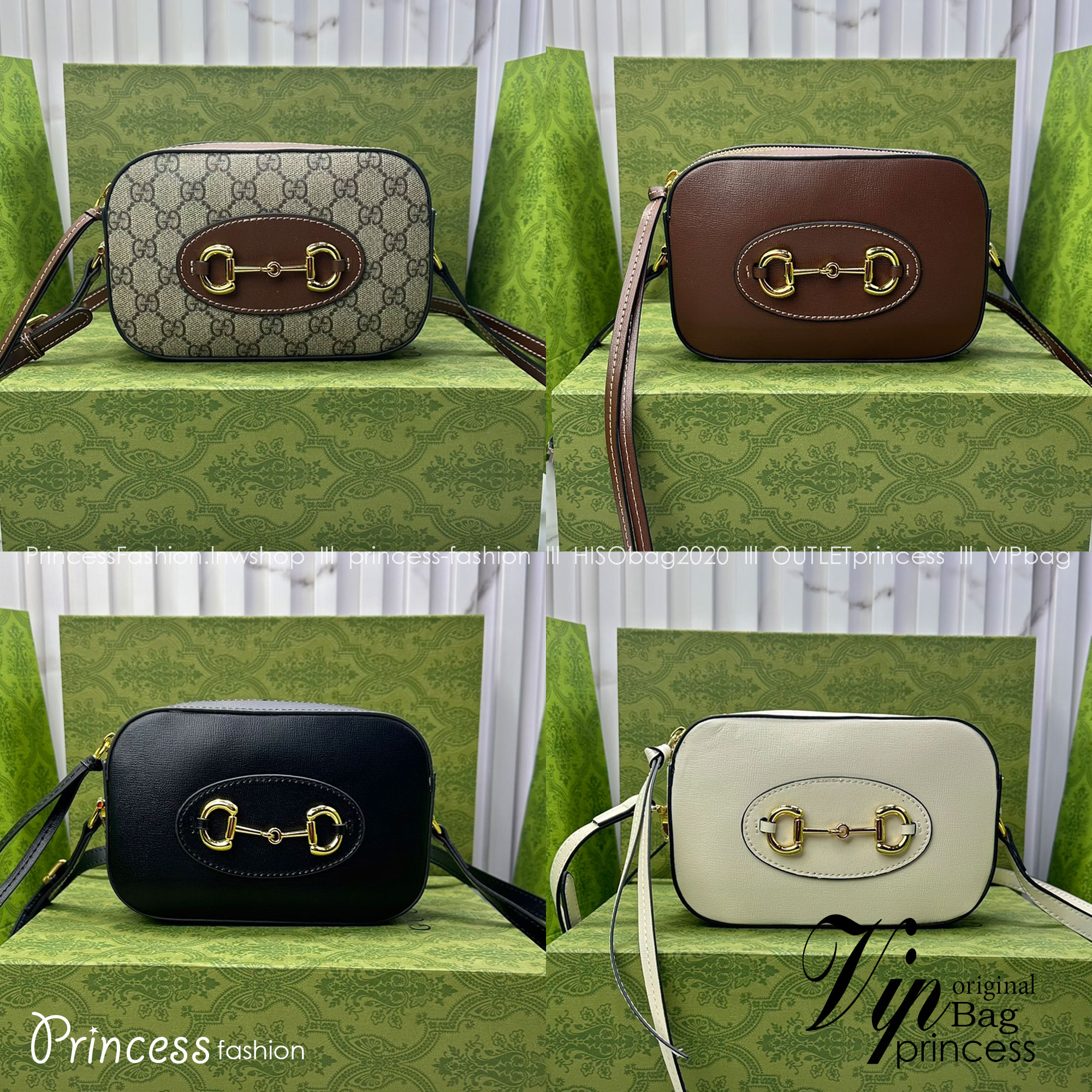 GUCCI HORSEBIT 1955 SMALL SHOULDER BAG Leather Gold-toned กระเป๋าสะพาย เกรดออริ สลับแท้ 1:1 ใช้งานต่างประเทศได้