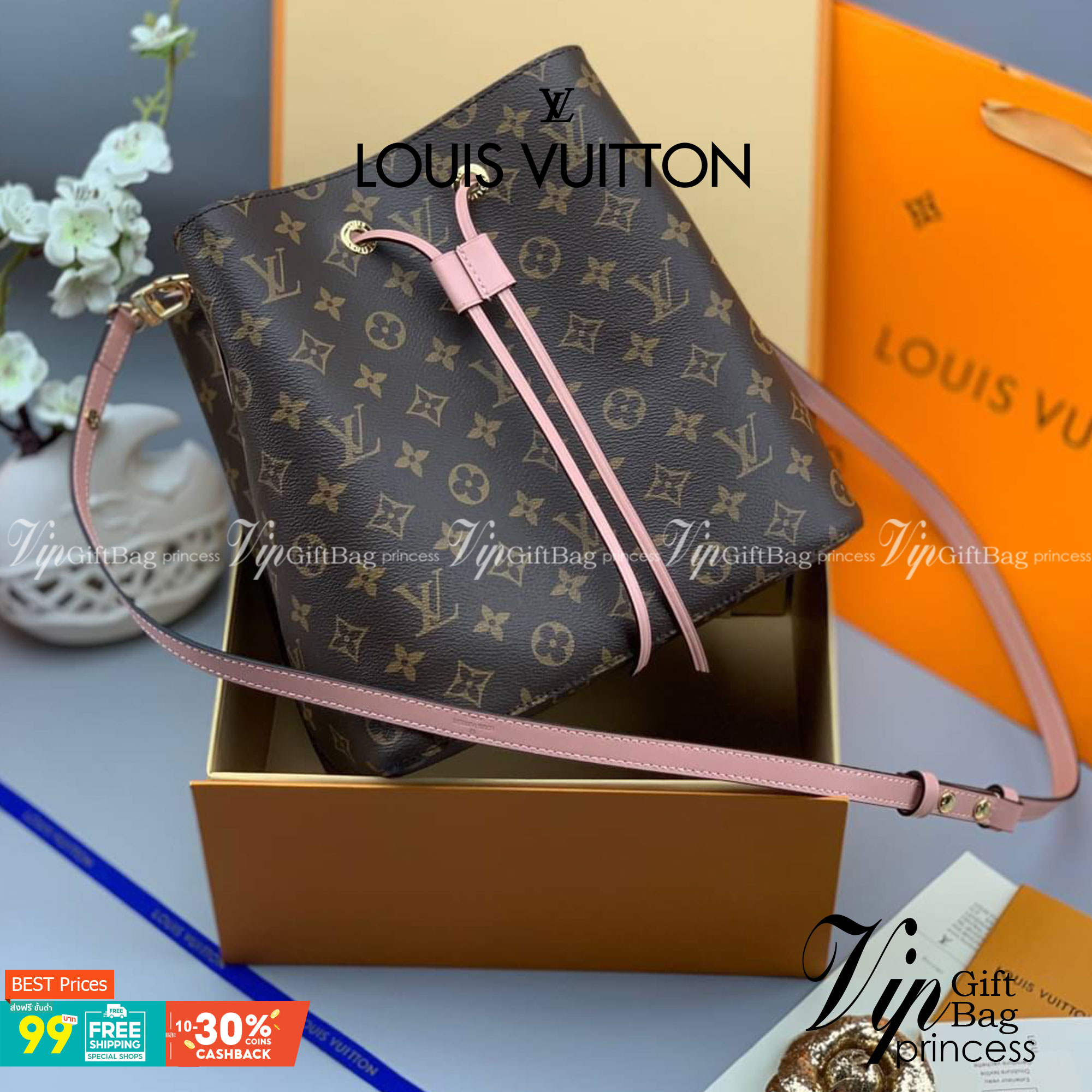LOUIS VUITTON NEONOE MM งานหนังแท้ สวยคมทุกมุมมอง ภาพสินค้าถ่ายจากงานจริง ORIGINAL GRADE เกรดสลับใบจริง
