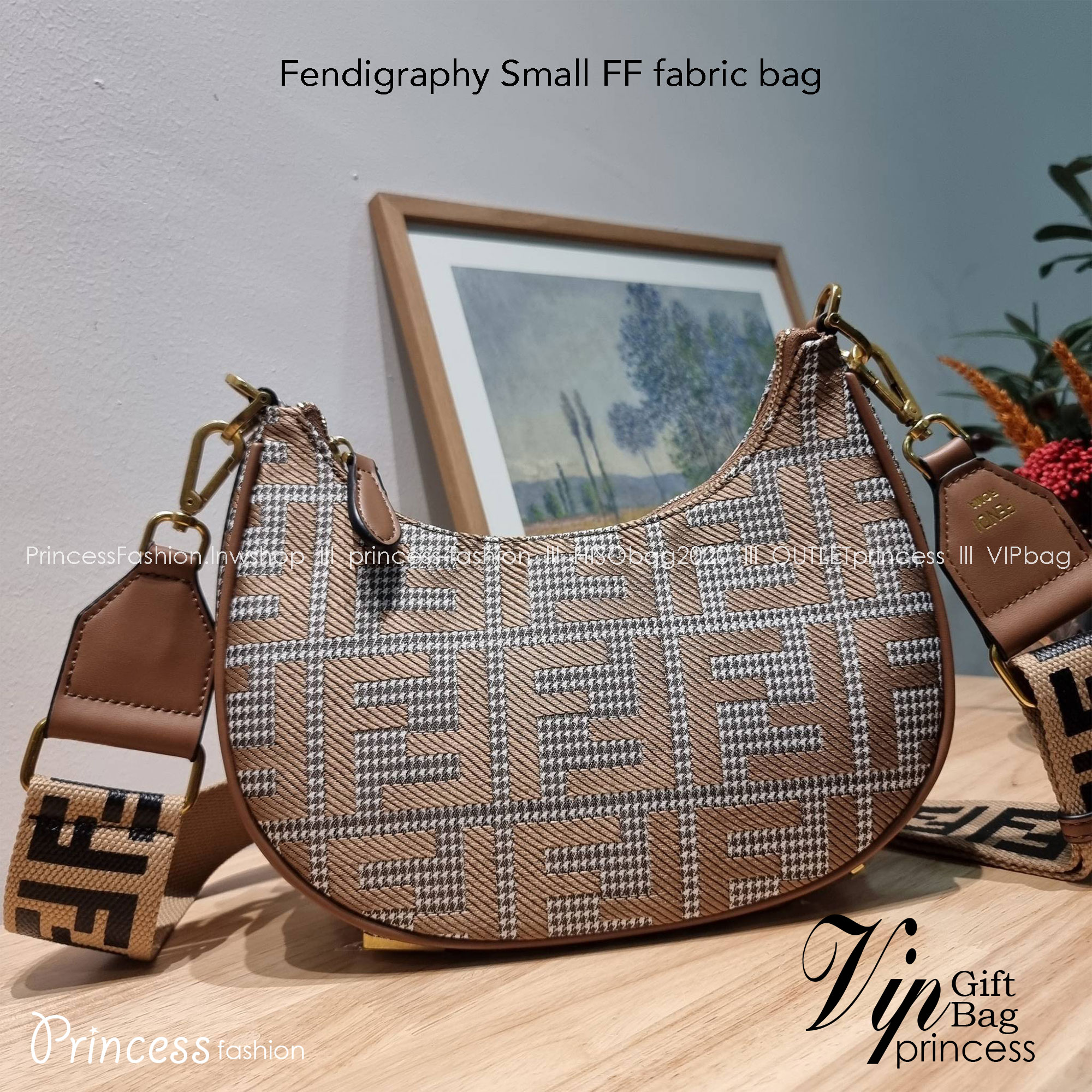 Fendigraphy Small FF fabric bag / FENDI HOBO / FENDI MONOGRAM CROSSBODY HOBO BAG กระเป๋าสะพายข้างใหม่ล่าสุด ดีไซน์ลวดลายรอบใบ มี texture โดดเด่นน่าใช้ ดูหรูและคลาสสิคในตัว