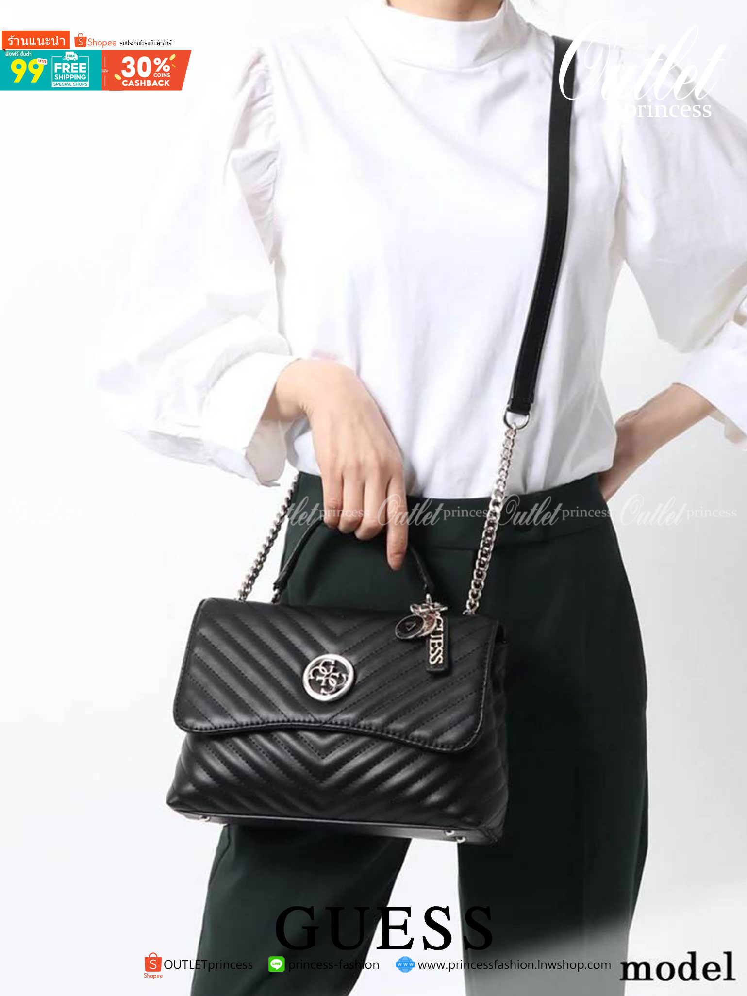 ของแท้ 💯% 】GUESS BLAKELY TOP HANDLE FLAP BAG กระเป๋สะพายรุ่นใหม่ล่าสุด รุ่นยอดนิยมสวยอยู่ทรง วัสดุหนังนิ่ม น้ำหนักเบา มีฐานกว้างตั้งอยู่ทรง ด้านหน้าประดับด้วยโลโก้แบรนด์สวยโดดเด่น