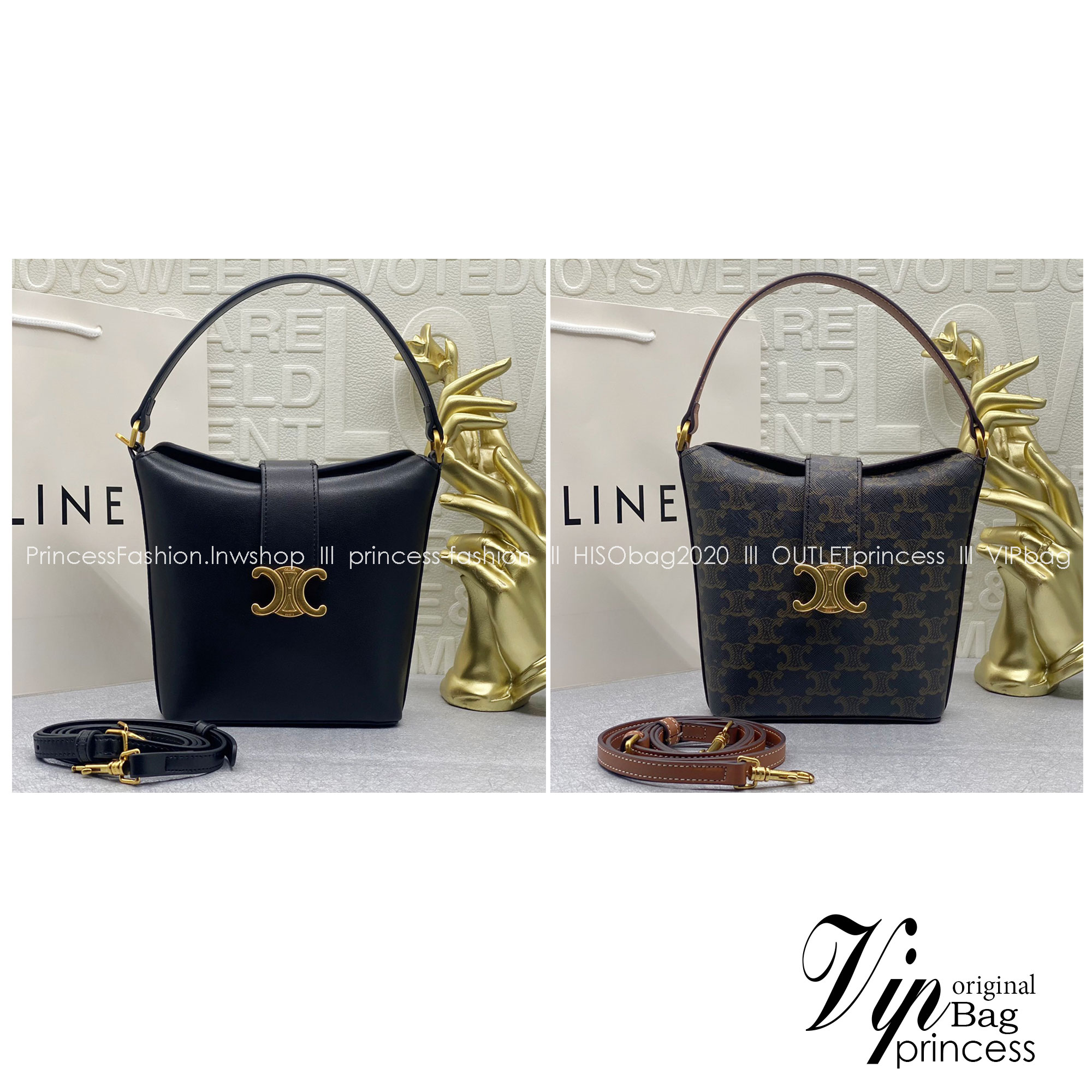CELINE MINI BUCKET TRIOMPHE IN SMOOTH CALFSKIN เกรดออริ 1:1 สลับแท้ ใช้งาน ตปท ได้ กระเป๋าถือรุ่นใหม่ล่าสุด ดีไซน์หรูคลาสสิค