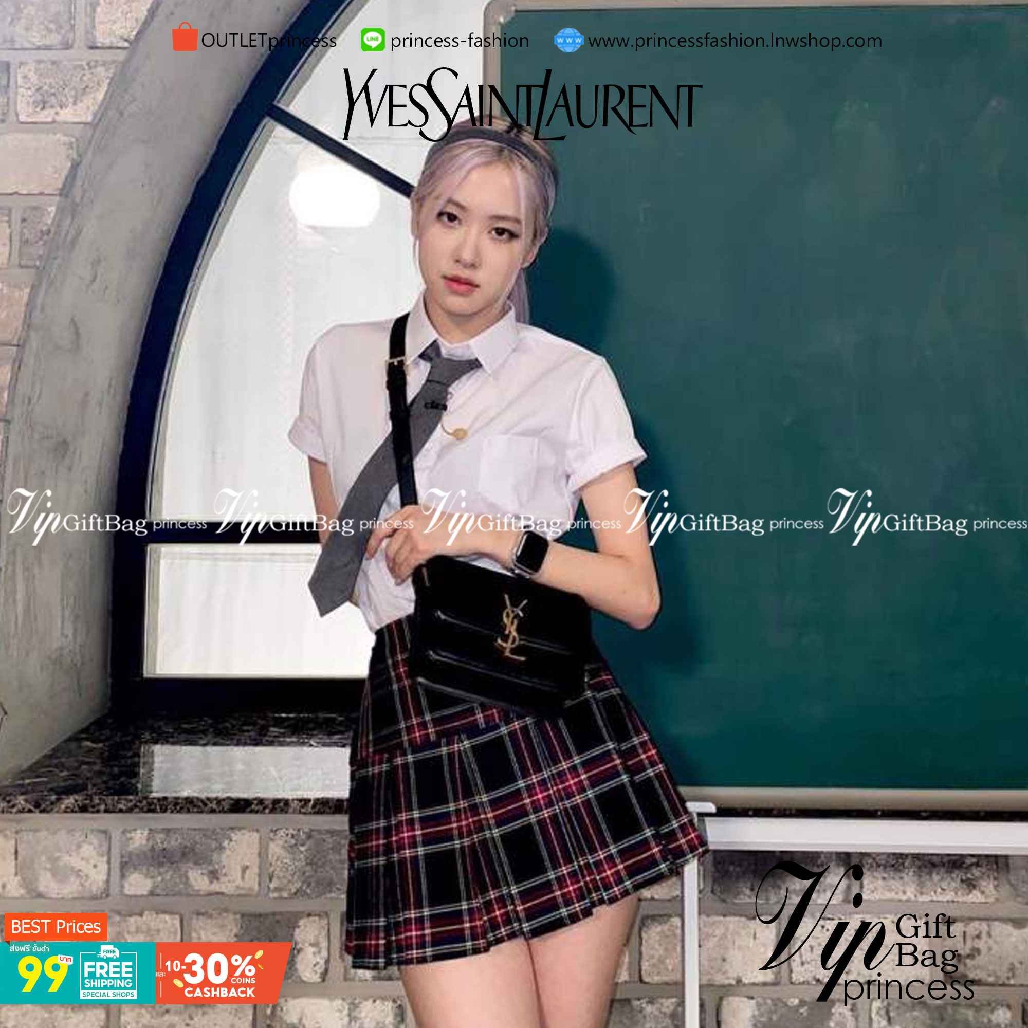 VIP GIFT 】หนังแท้ YSL SAINT LAURENT Saint Laurent small Solferino satchel crossbody bag