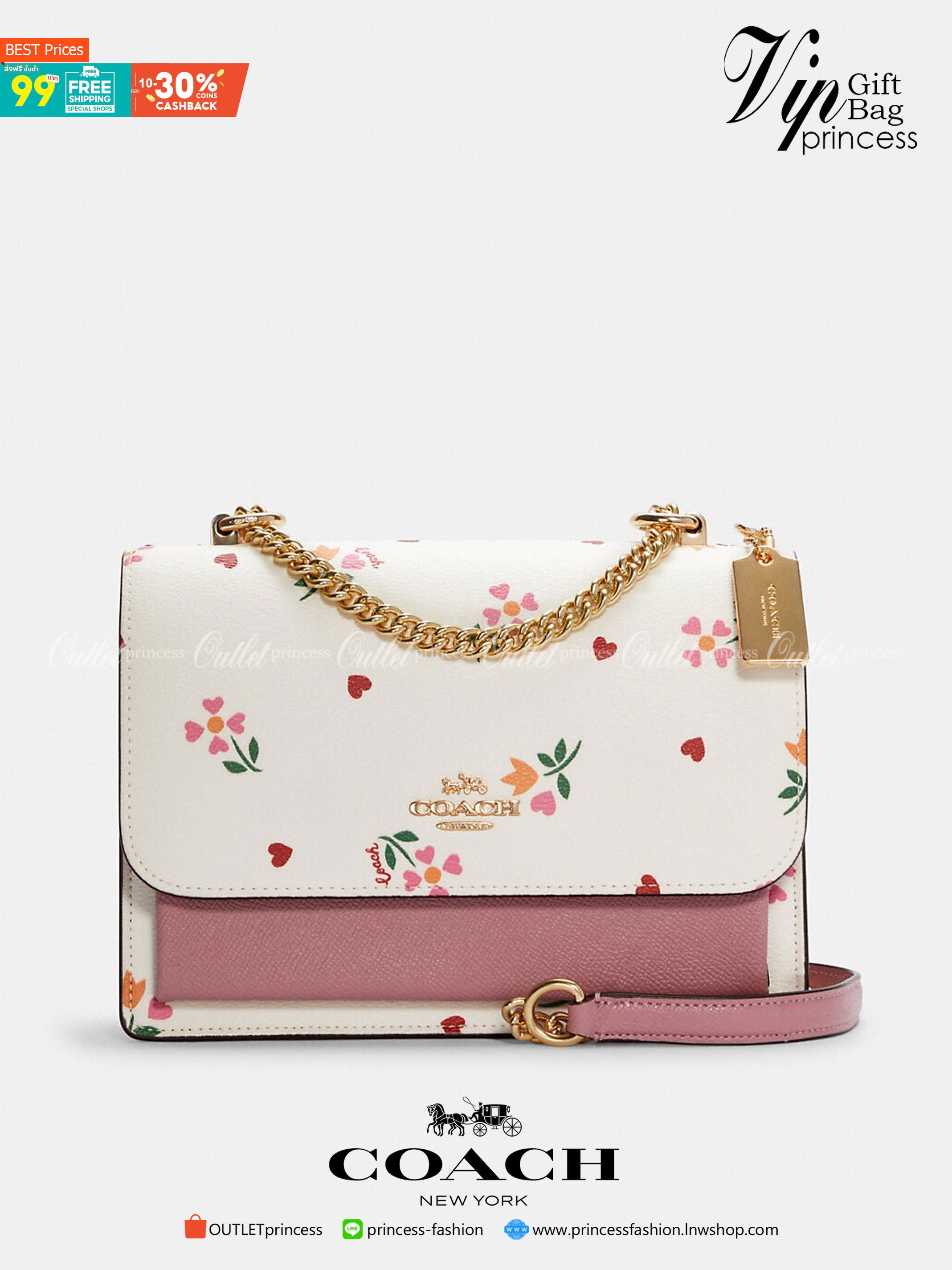 COACH C7596 KLARE CROSSBODY WITH HEART PETAL PRINT หนึ่งคอลเลคชั่นที่ฮิตไม่หยุดยั้ง!! ขายดิบขายดีทุกดีไซน์ รอบนี้มาตอบโจทย์สายหวาน ใหม่ล่าสุด น้องน่ารักม้ากกกก!! กับกระเป๋าสะพายข้าง โทนสีละมุนลูกคุณ!! คือดี!! เพิ่มลูกเล่นช่อดอกไม้หัวใจ ให้มีสีสัน สายสะพาย