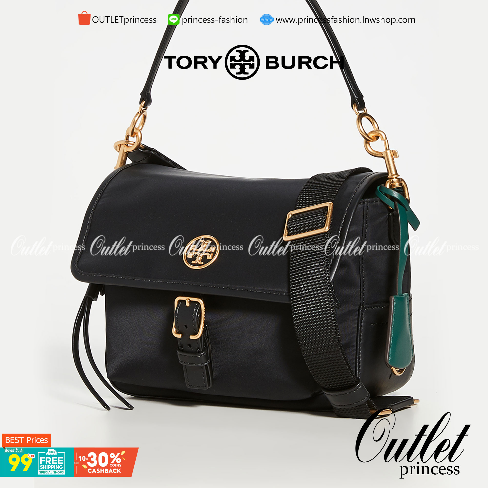 Tory Burch Perry Nylon Crossbody Woman’s HandBags กระเป๋าแบรนด์ดังจากนิวยอร์ค ที่เน้นฟังก์ชั่นกับการใช้ที่ง่ายแต่แฝงความหรูหรา มีสายสะพาย2เส้น ทั้งสายสั้นและสายยาวถอดแยกใช้งานได้ โดยจะใช้ได้ทั้งแบบทางการและกึ่งการทาง มีดีไซน์ที่เป็นเอกลักษณ์ ทันสมัย เป็นอ