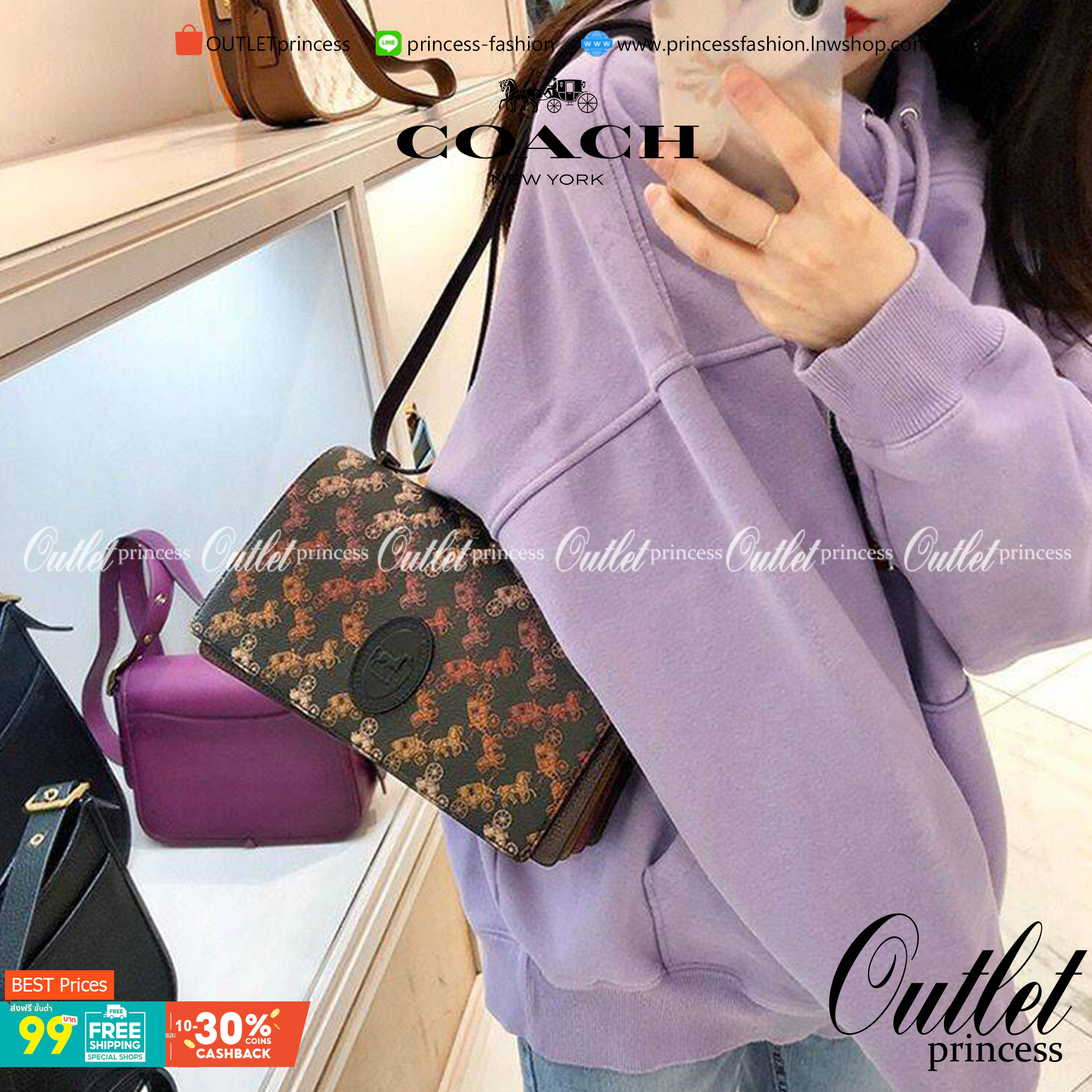 OUTLET 】COACH 88343 CAMILLE CROSSBODY WITH HORSE AND CARRIAGE PRINT AND ARCHIVE PATCH คอลเลคชั่นหายาก ที่สาวๆตั้งตารอ!! ด้วยดีไซน์ลุคผู้ดี ตกแต่งลวดลายออกมาดูโดดเด่น กับกระเป๋าสะพายที่ปรับใช้ได้หลายหลายสไตล์ สะพายไหล่สายคู่ สะพายข้างสายเดี่ยว หรือจะเอาสาย