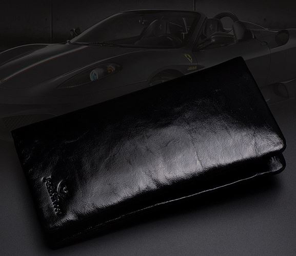 กระเป๋าสตางค์ ผู้ชาย หนังวัวแท้ Oil wax สีดำ ยิ่งใช้ยิ่งสวย กระเป๋าสตางค์ใบยาว สีดำ เรียบหรู มีช่องใส่โทรศัพท์ ดีไซน์เท่ ซิปรอบ ไฮโซสุด ๆ 639191