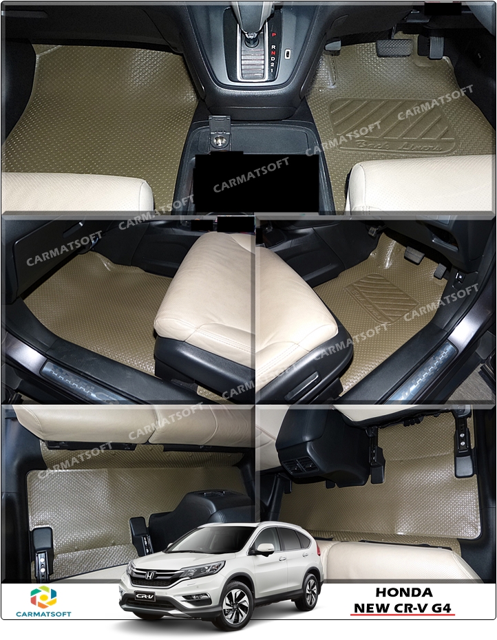 ยางปูพื้นรถยนต์ HONDA CR-V G4 พรมกระดุมเม็ดเล็ก รีดขอบ สีน้ำตาล (เต็มคัน)